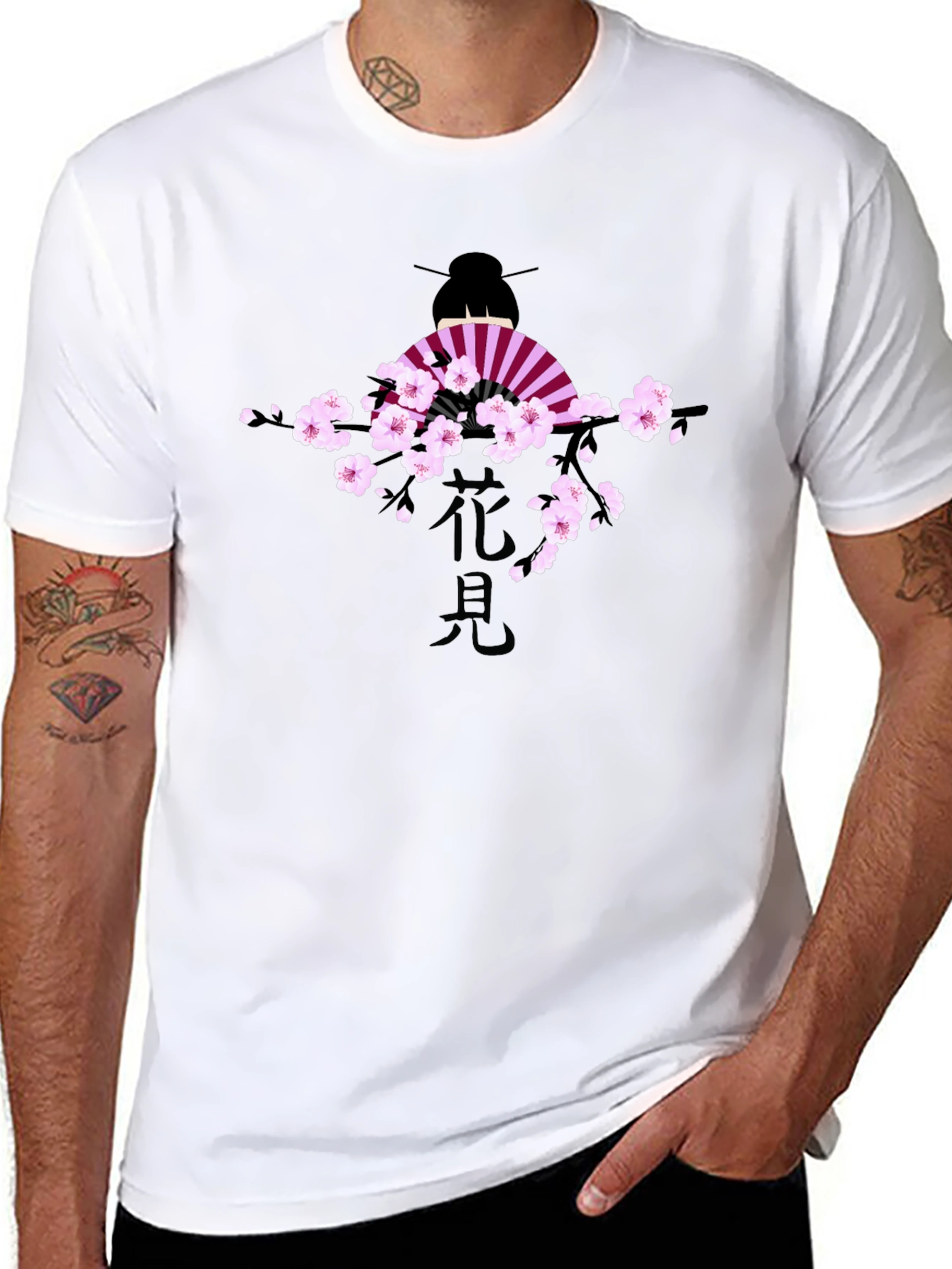 Geisha Cherry Blossom Graphic T-Shirt