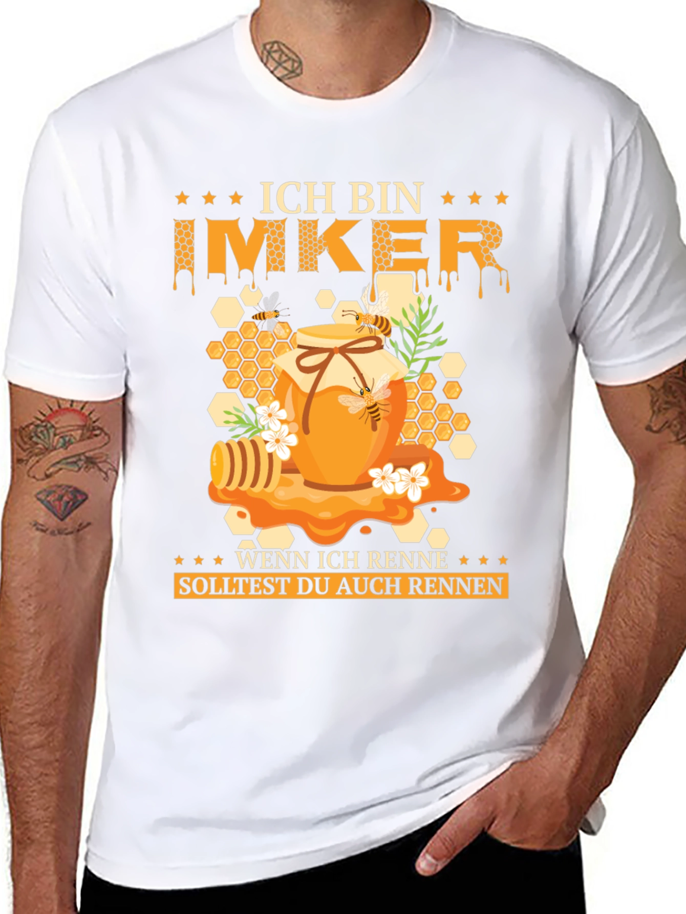Ich Bin Imker T-Shirt - Honeycomb Bee Design