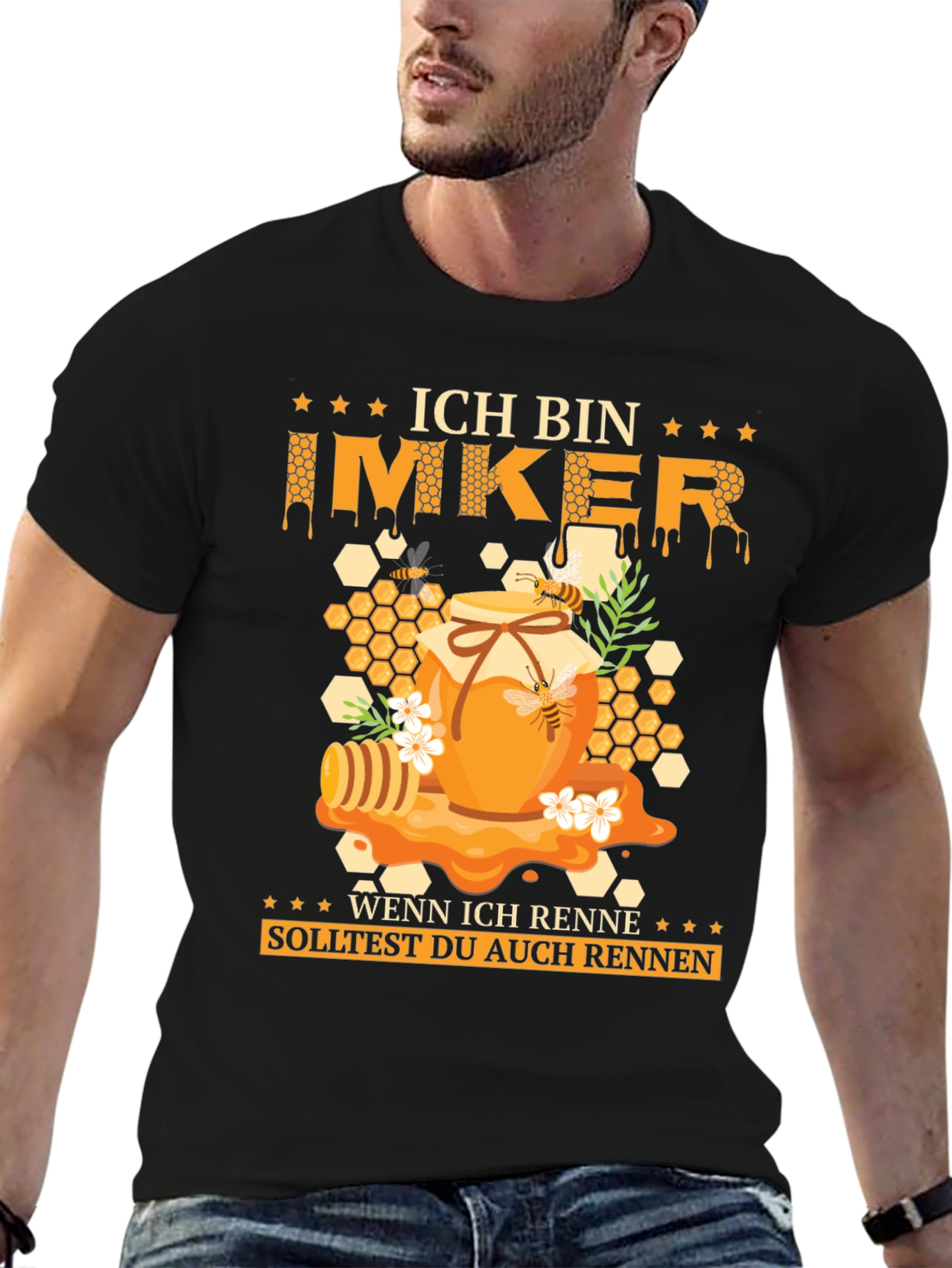 Ich Bin Imker T-Shirt - Honeycomb Bee Design