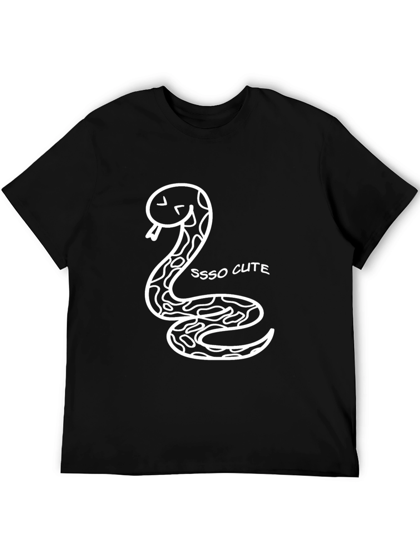 Sssso Cute Snake Graphic Tee - Black Cotton T-Shirt