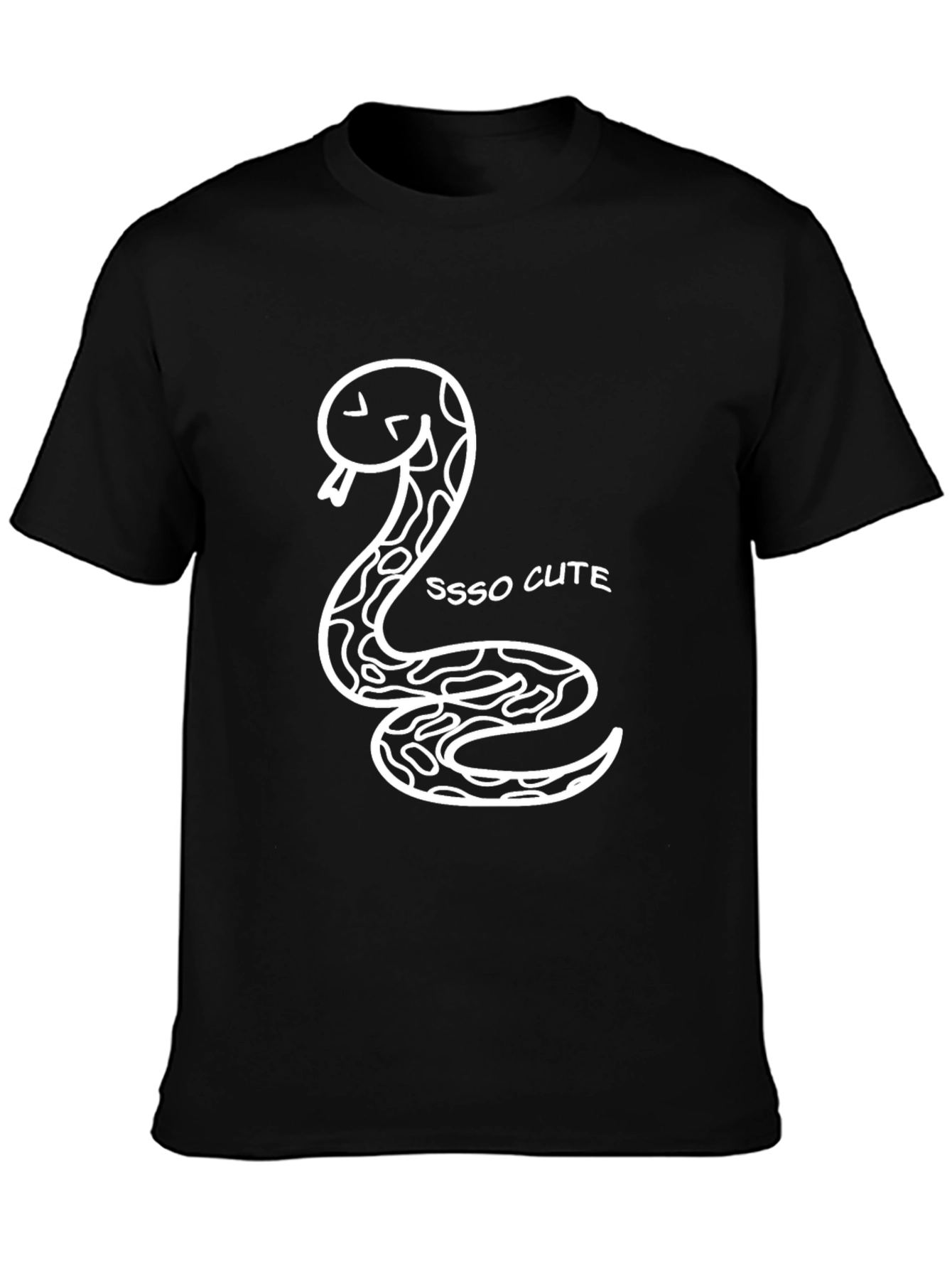 Sssso Cute Snake Graphic Tee - Black Cotton T-Shirt