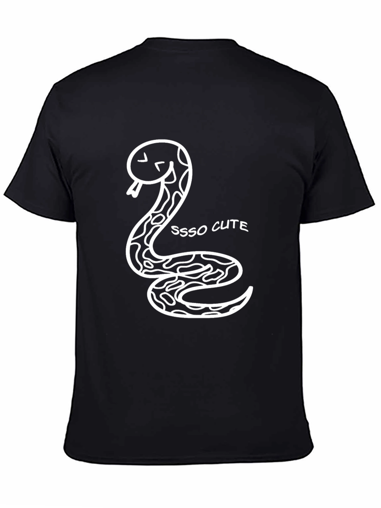 Sssso Cute Snake Graphic Tee - Black Cotton T-Shirt