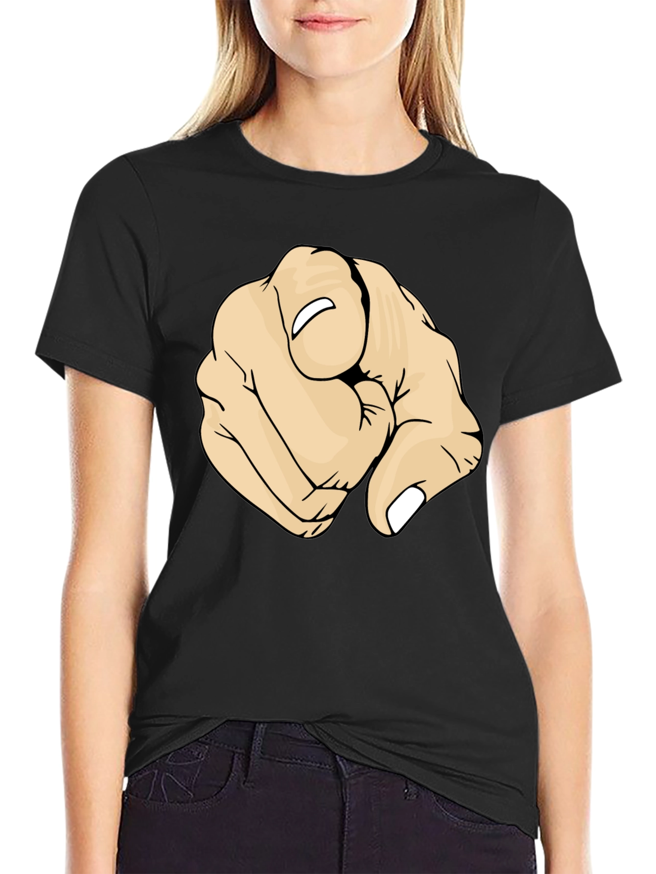 Pointing Finger Graphic Black T-Shirt