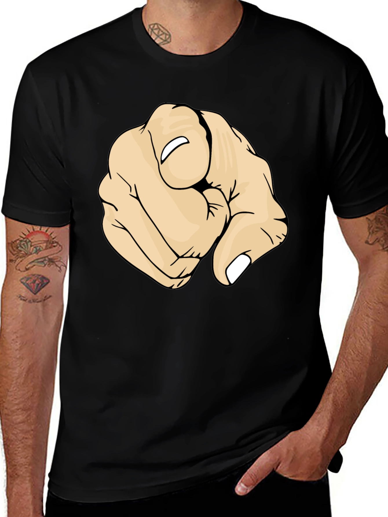 Pointing Finger Graphic Black T-Shirt