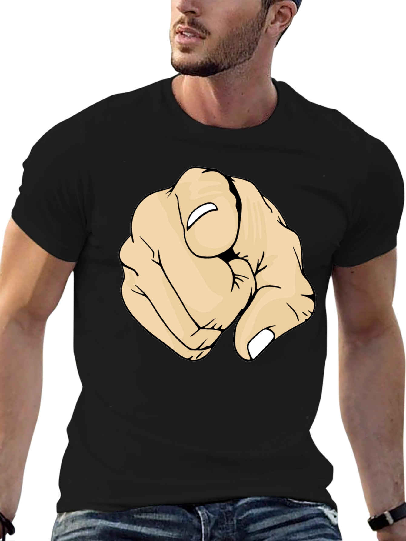 Pointing Finger Graphic Black T-Shirt
