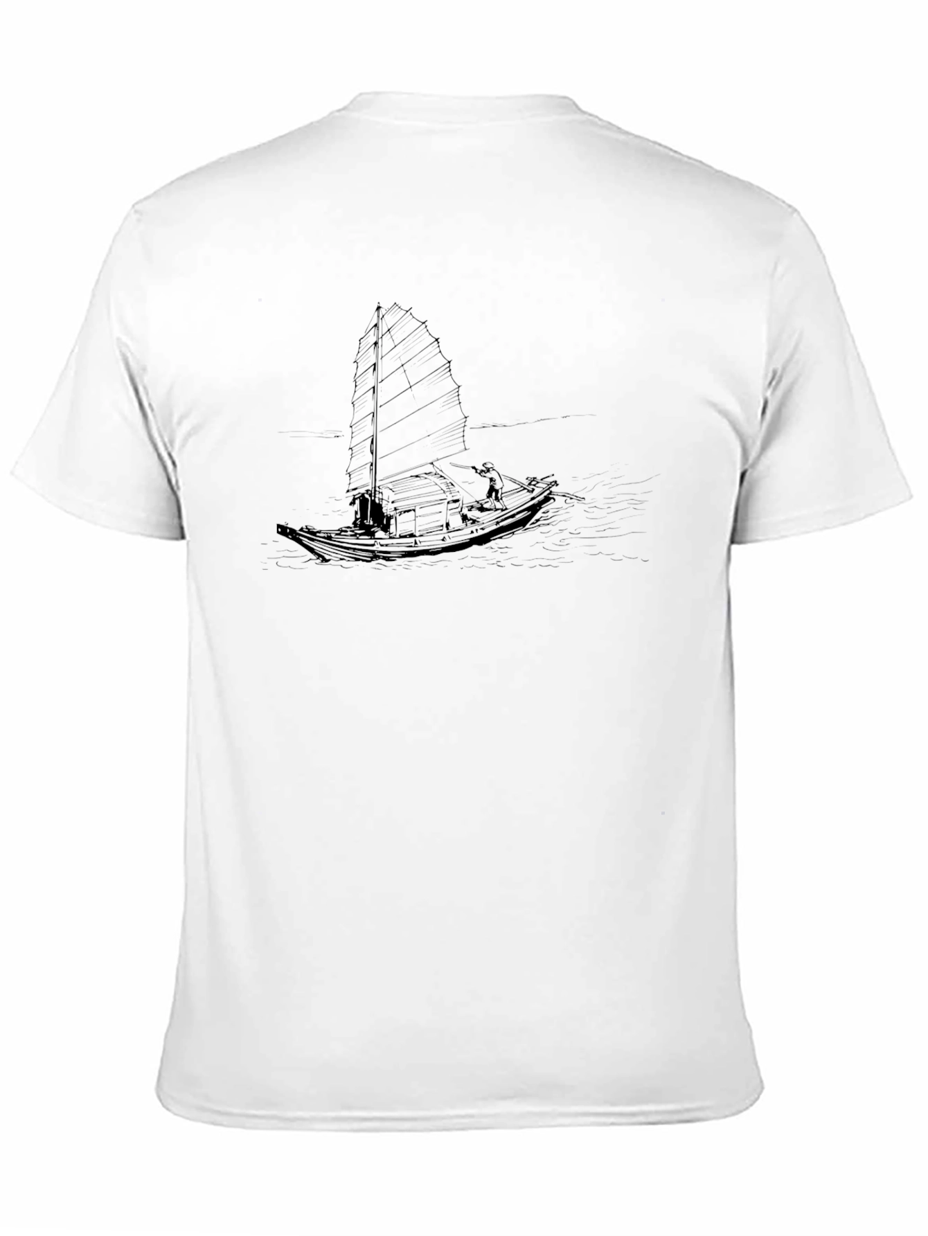 Black T-Shirt with Sailboat Design