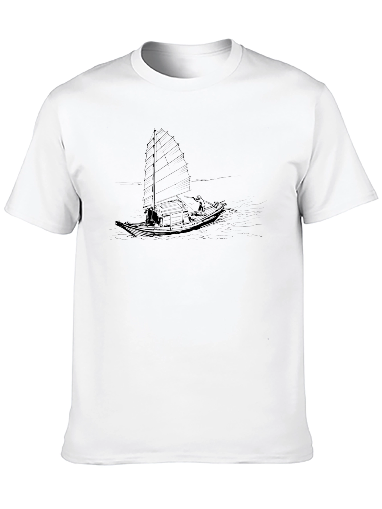 Black T-Shirt with Sailboat Design