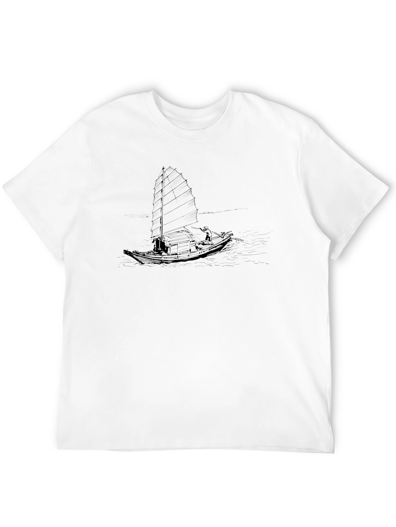 Black T-Shirt with Sailboat Design