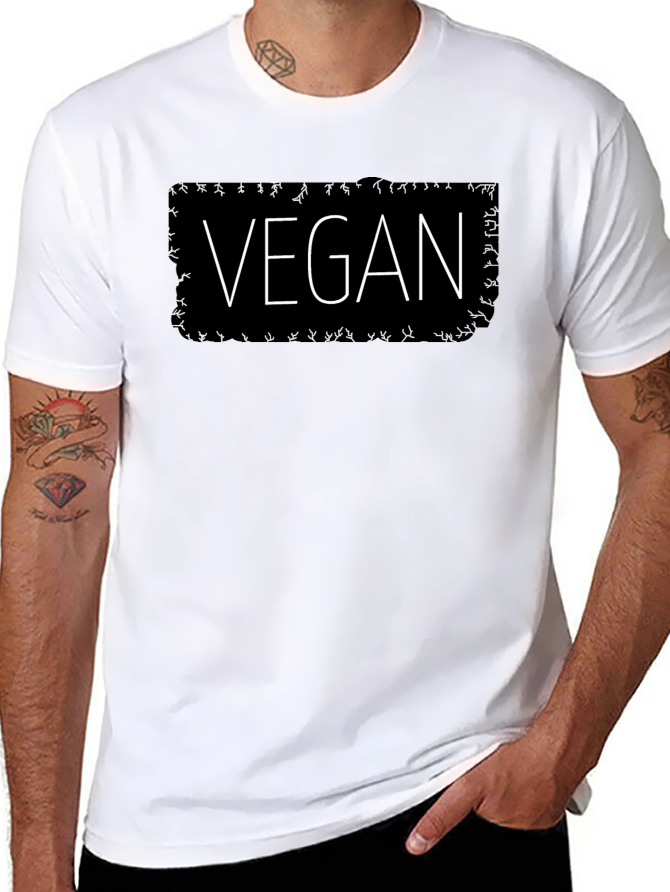Vegan Statement T-Shirt - Classic Black Crew Neck Tee