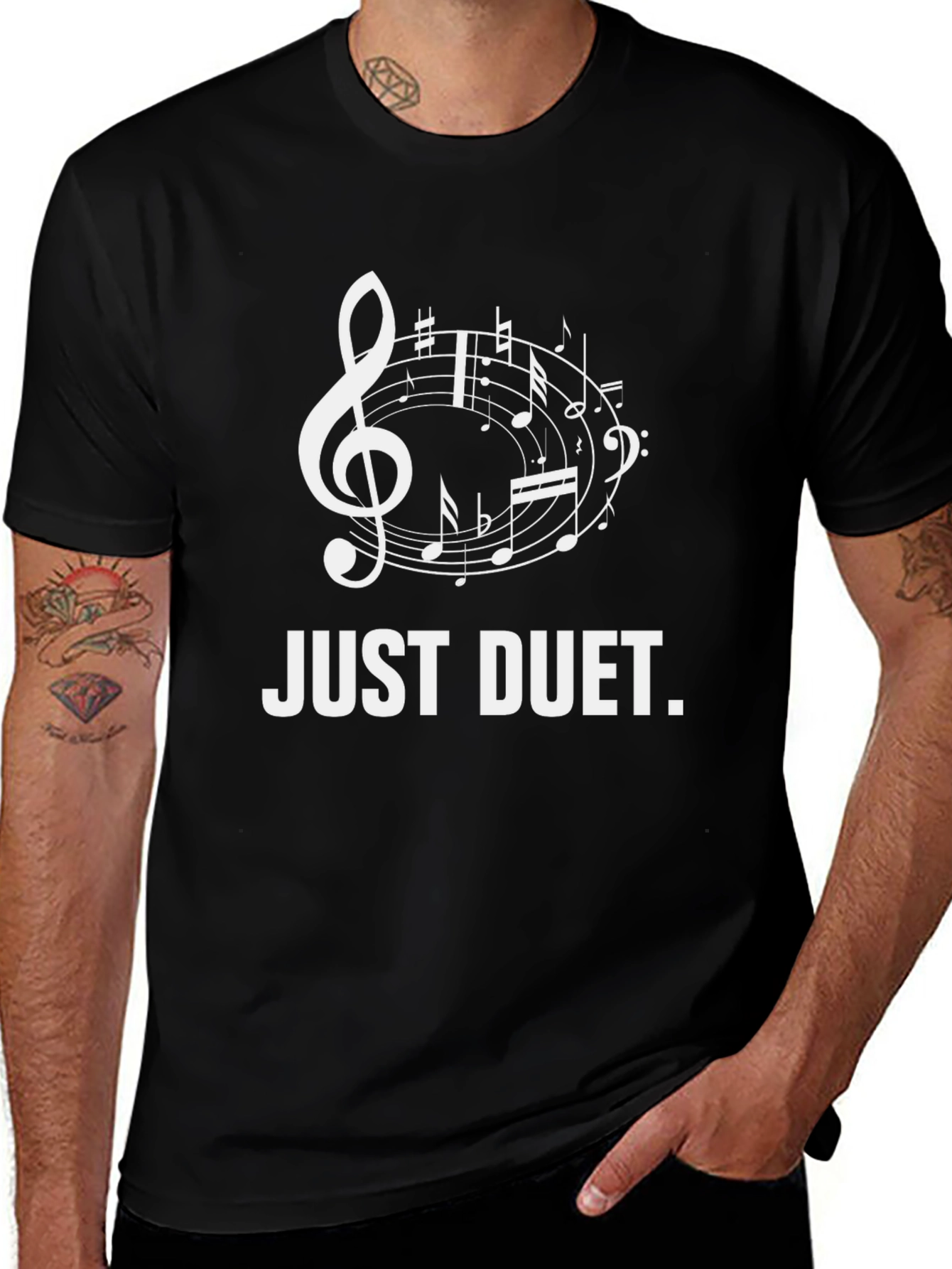 Just Duet Music Notes Black T-Shirt