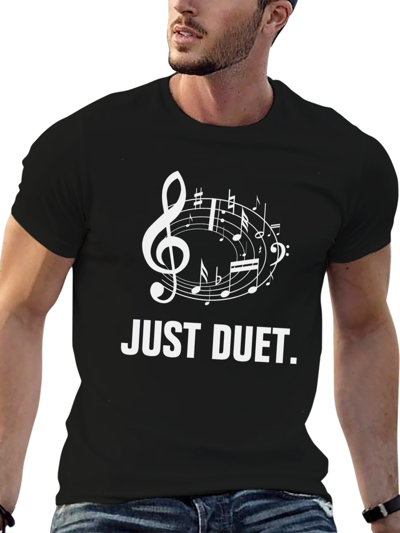 Just Duet Music Notes Black T-Shirt