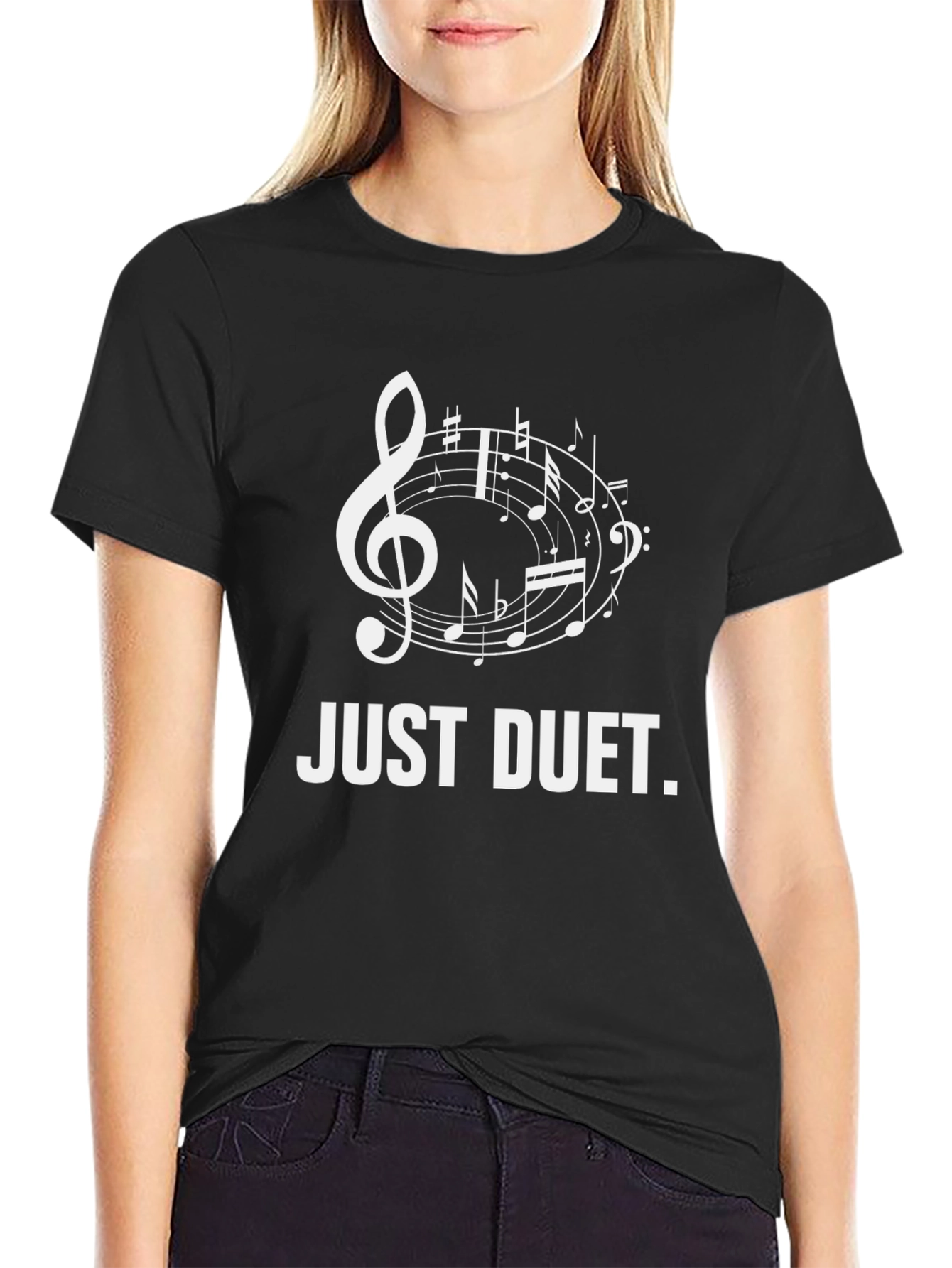 Just Duet Music Notes Black T-Shirt