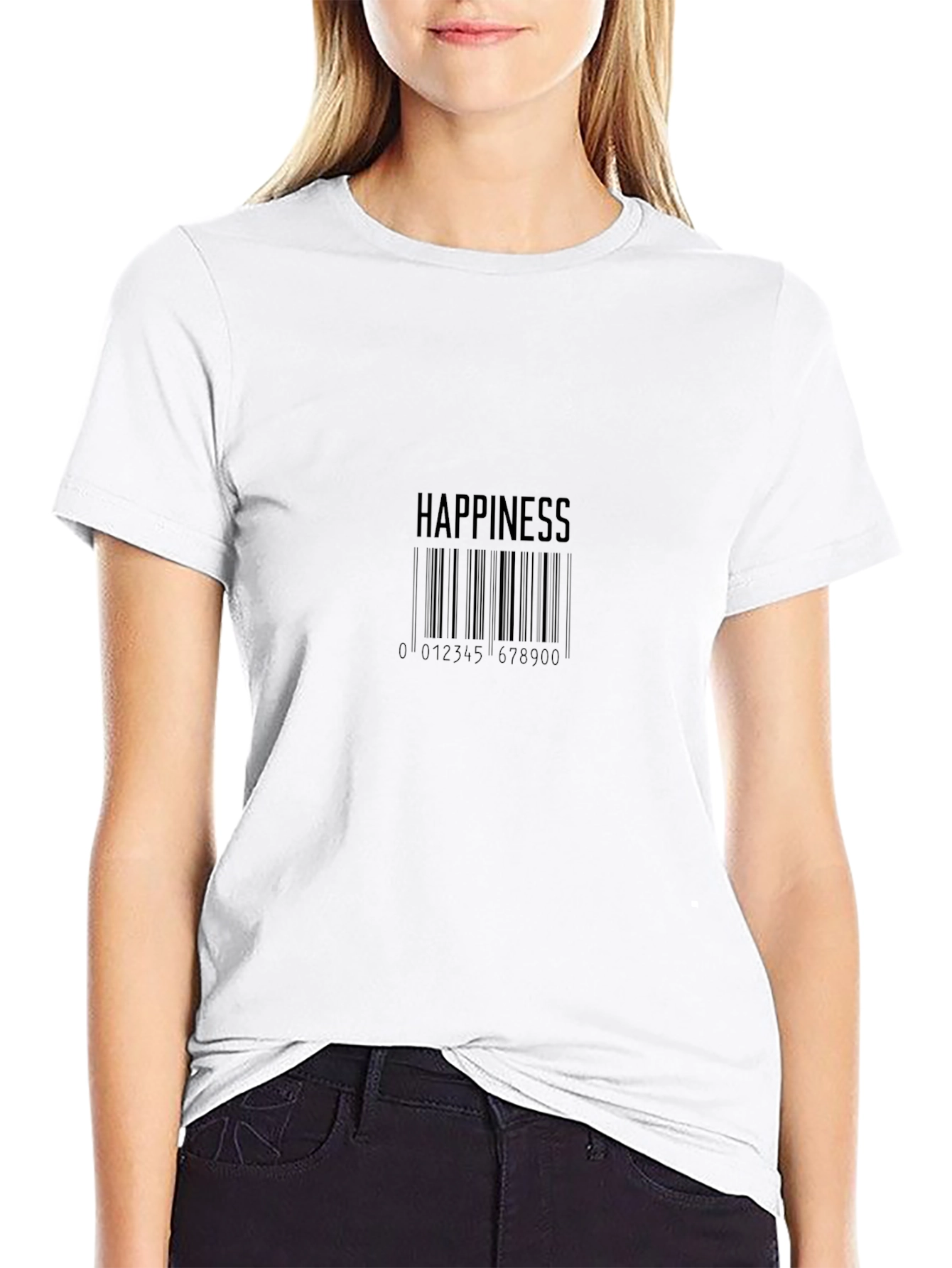 Happiness Barcode Graphic Tee - Classic Black T-Shirt