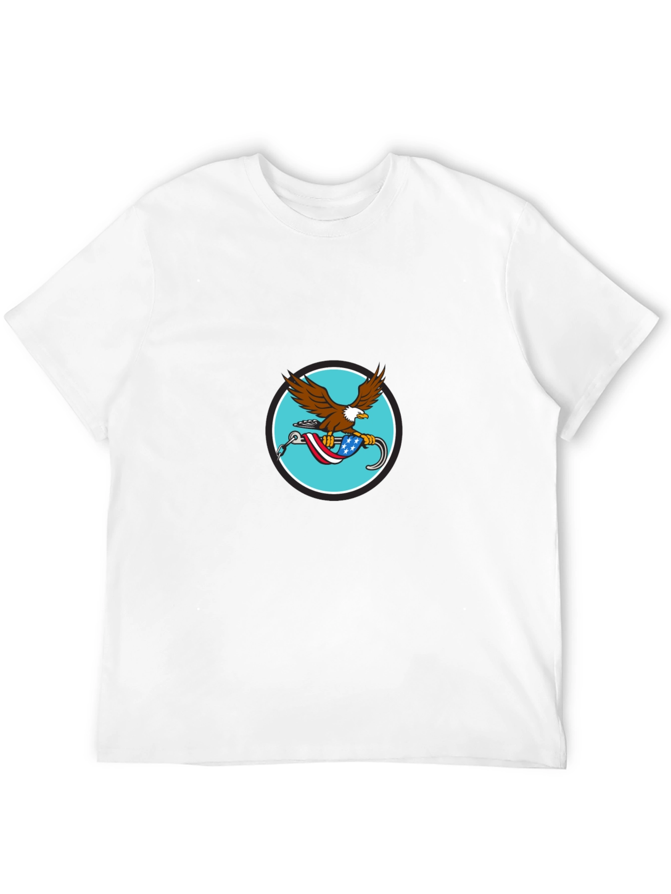 Eagle USA Flag Graphic Print Black T-Shirt