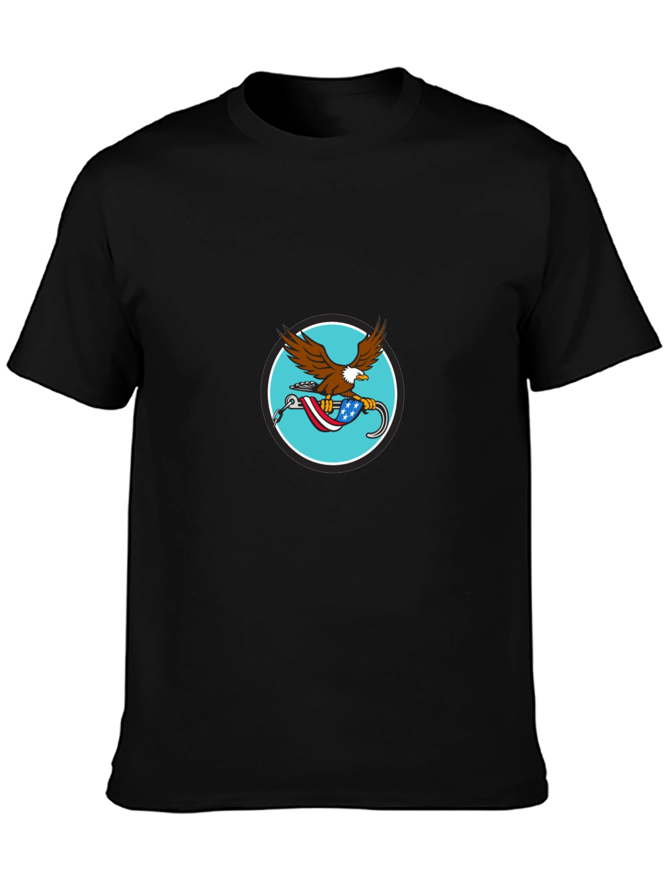 Eagle USA Flag Graphic Print Black T-Shirt