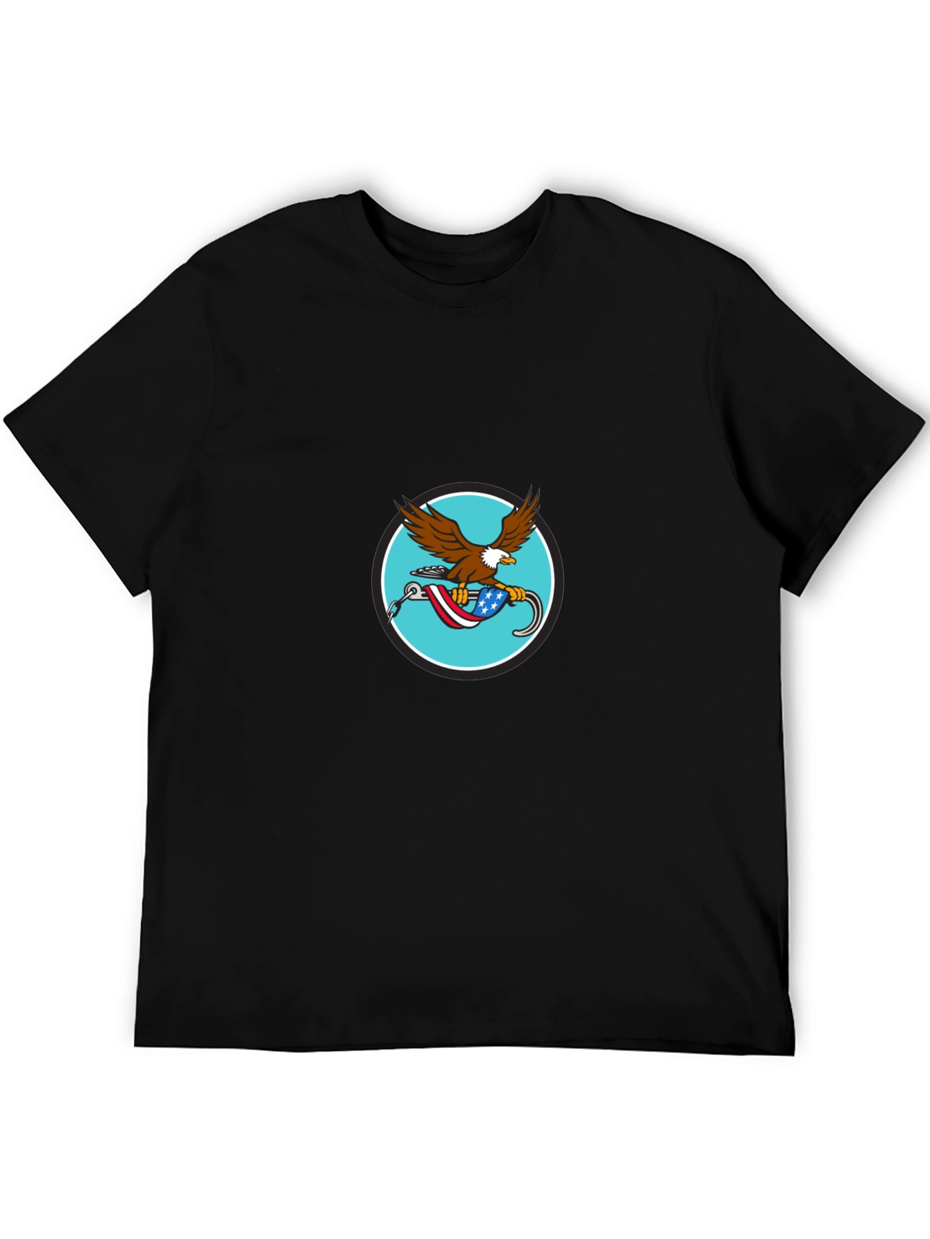 Eagle USA Flag Graphic Print Black T-Shirt