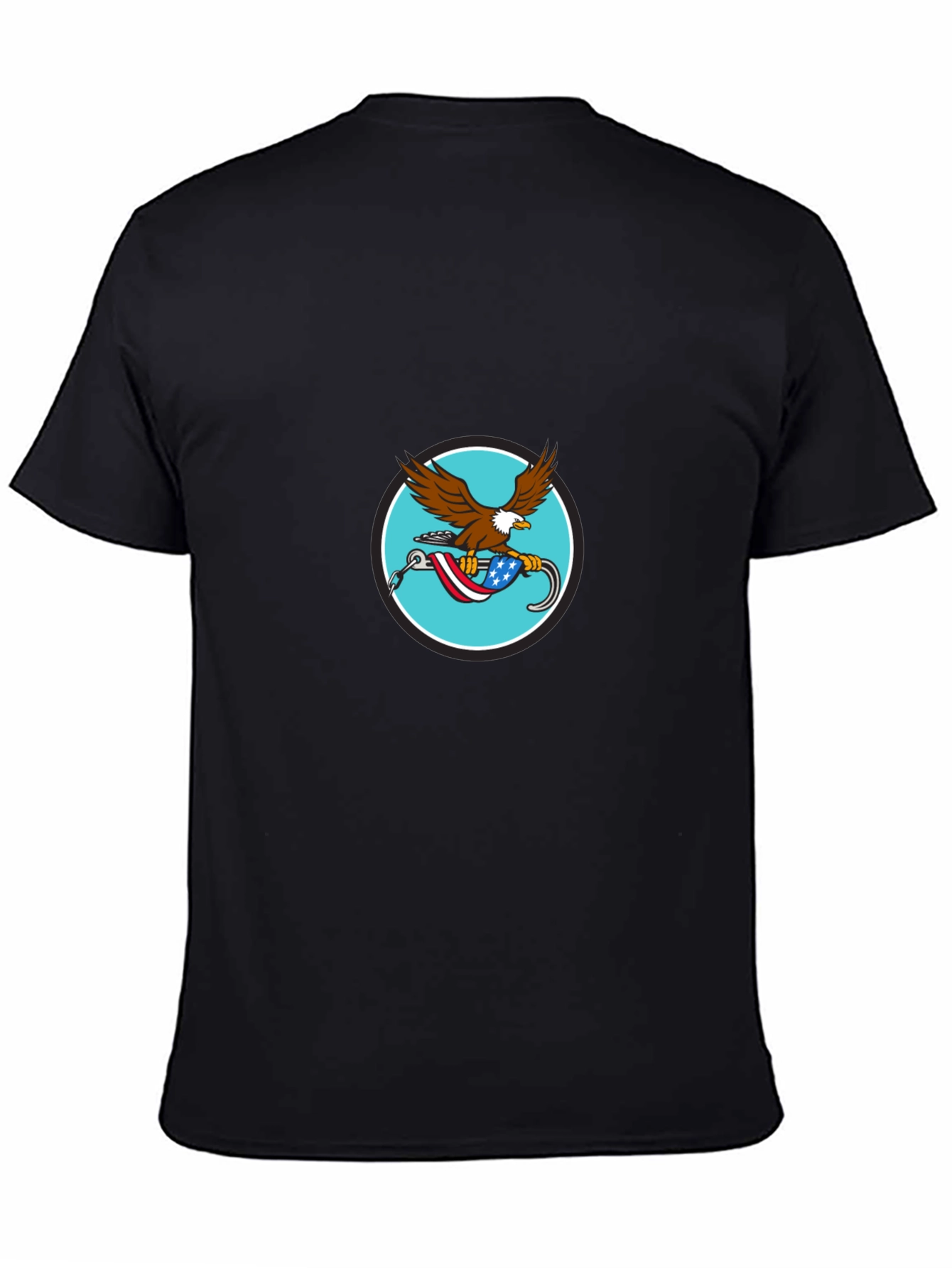 Eagle USA Flag Graphic Print Black T-Shirt