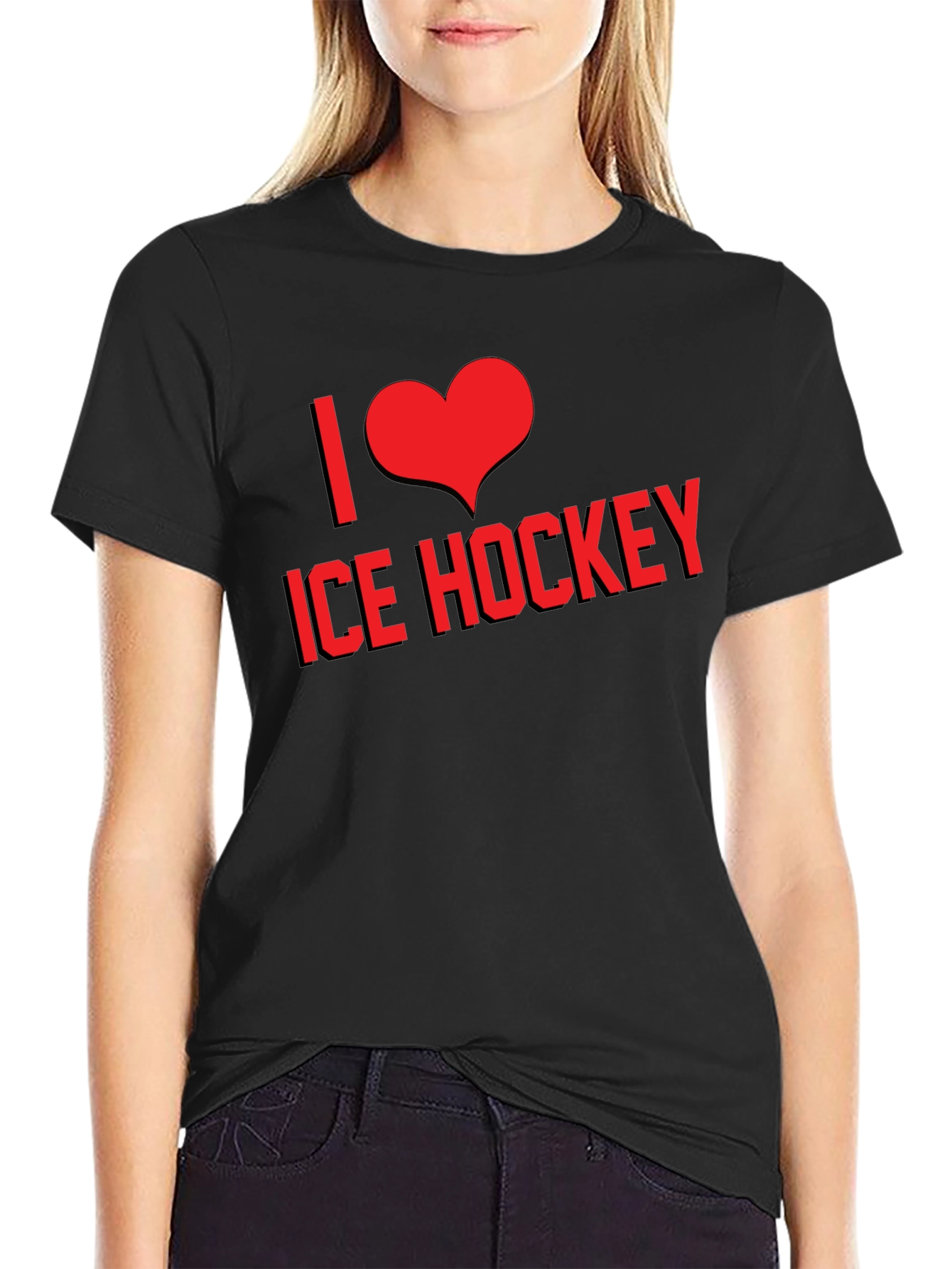I Love Ice Hockey Graphic T-Shirt