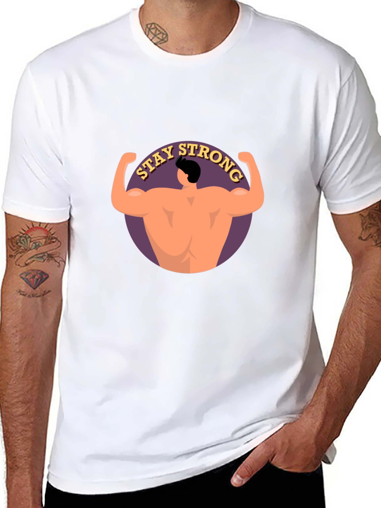 Stay Strong Graphic Print Black T-Shirt