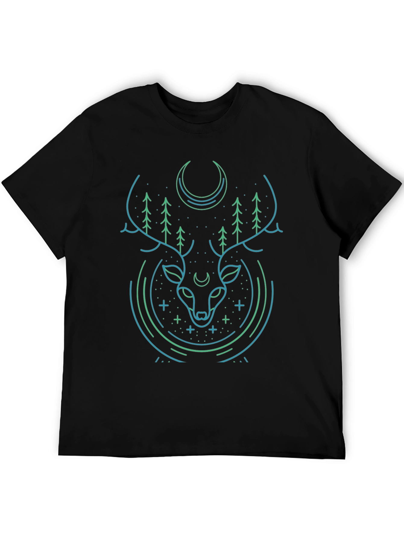 Mystic Deer Graphic Tee - Modern Black T-Shirt