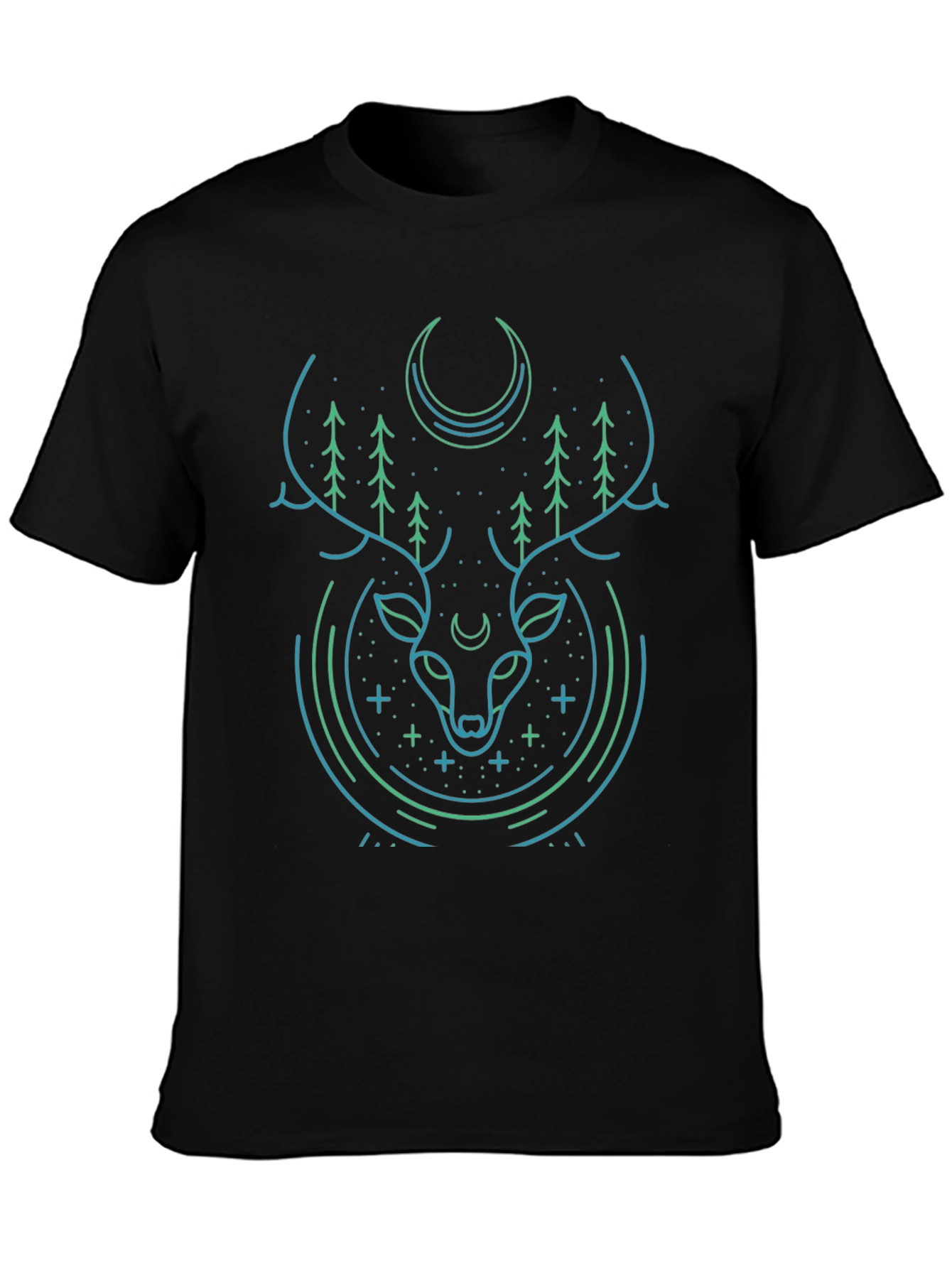 Mystic Deer Graphic Tee - Modern Black T-Shirt