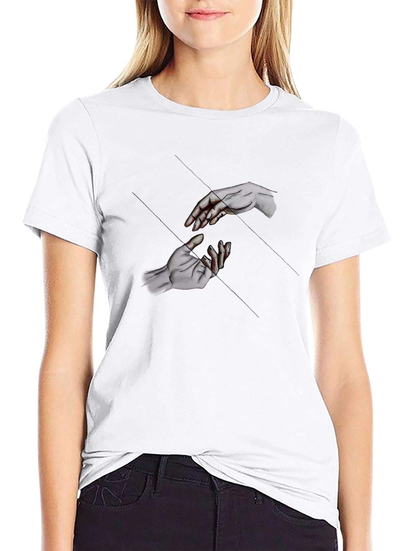 Reaching Hands Graphic Black T-Shirt
