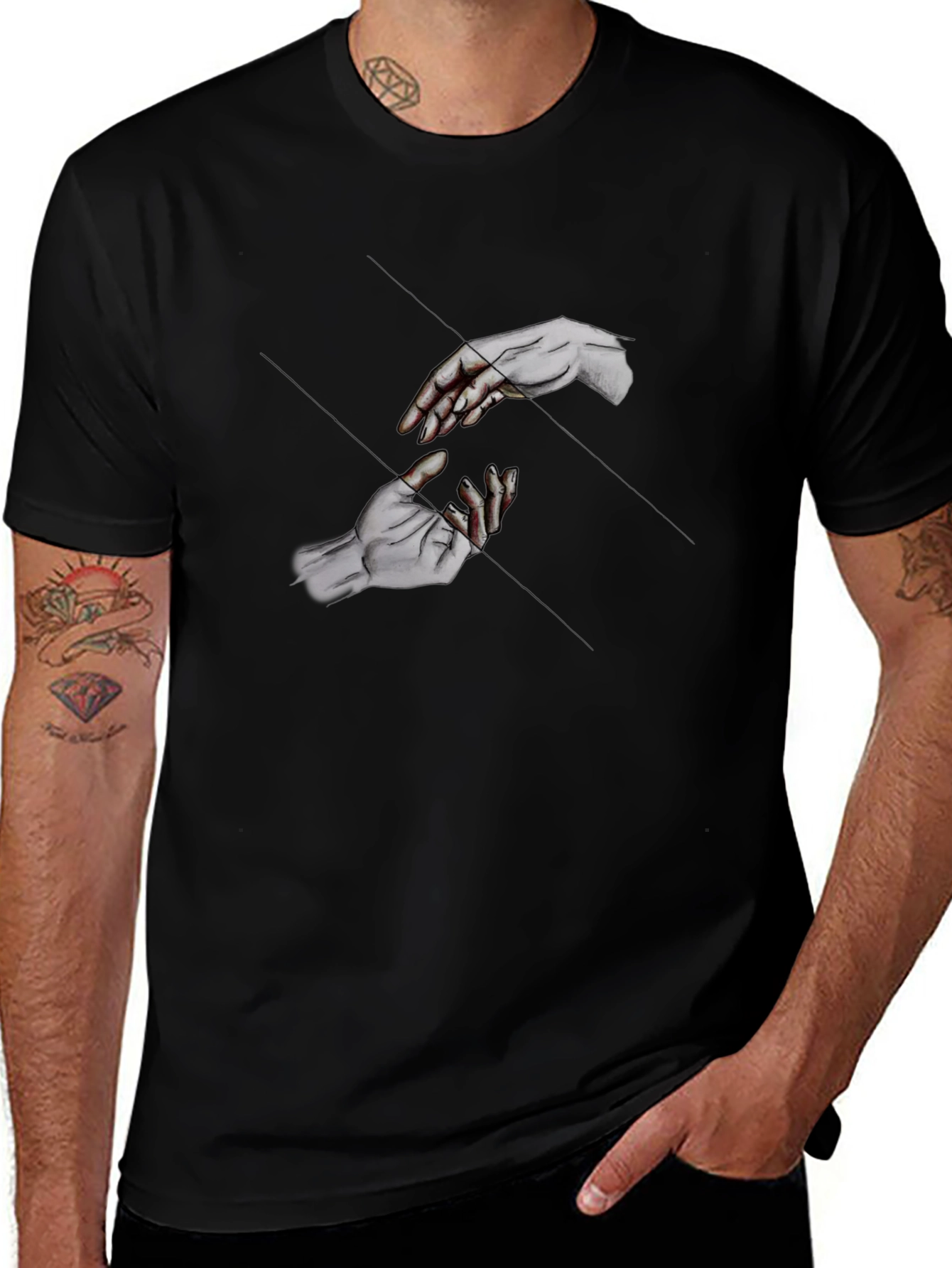 Reaching Hands Graphic Black T-Shirt
