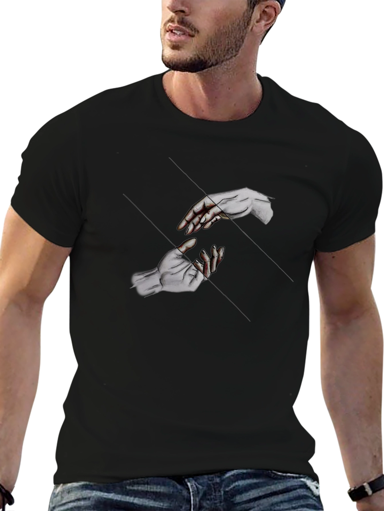 Reaching Hands Graphic Black T-Shirt