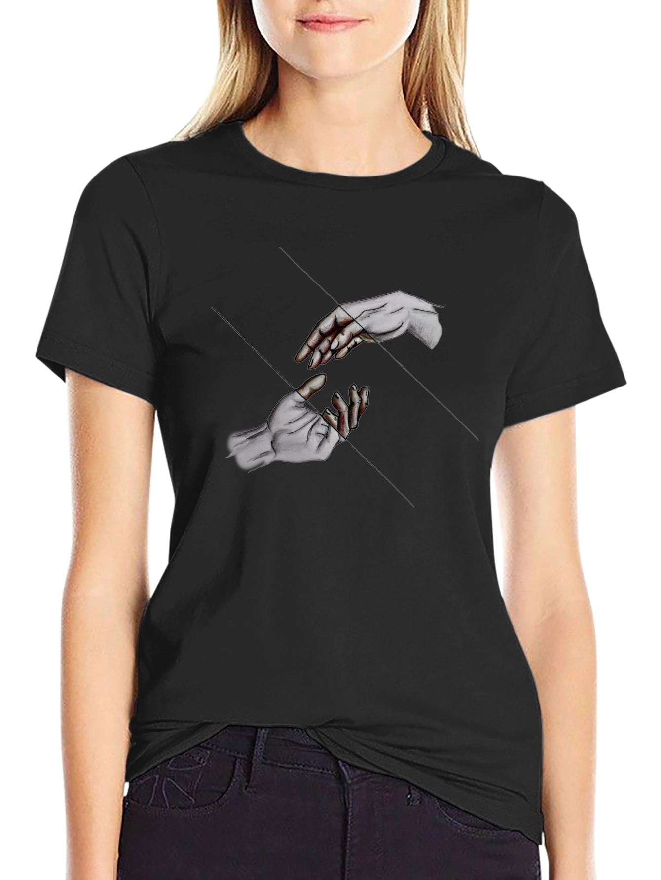 Reaching Hands Graphic Black T-Shirt