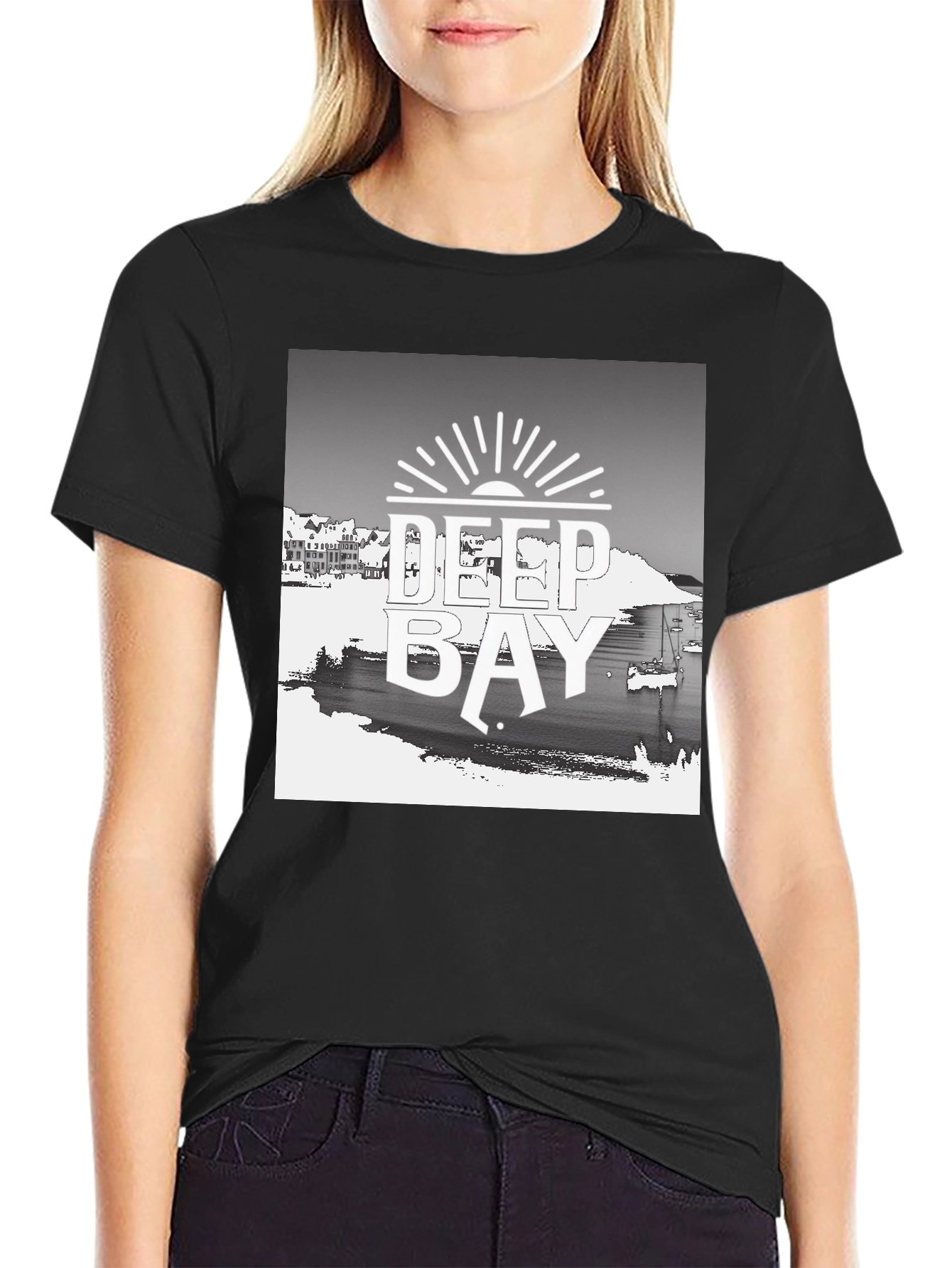 Deep Bay Graphic Tee - Stylish Black T-Shirt