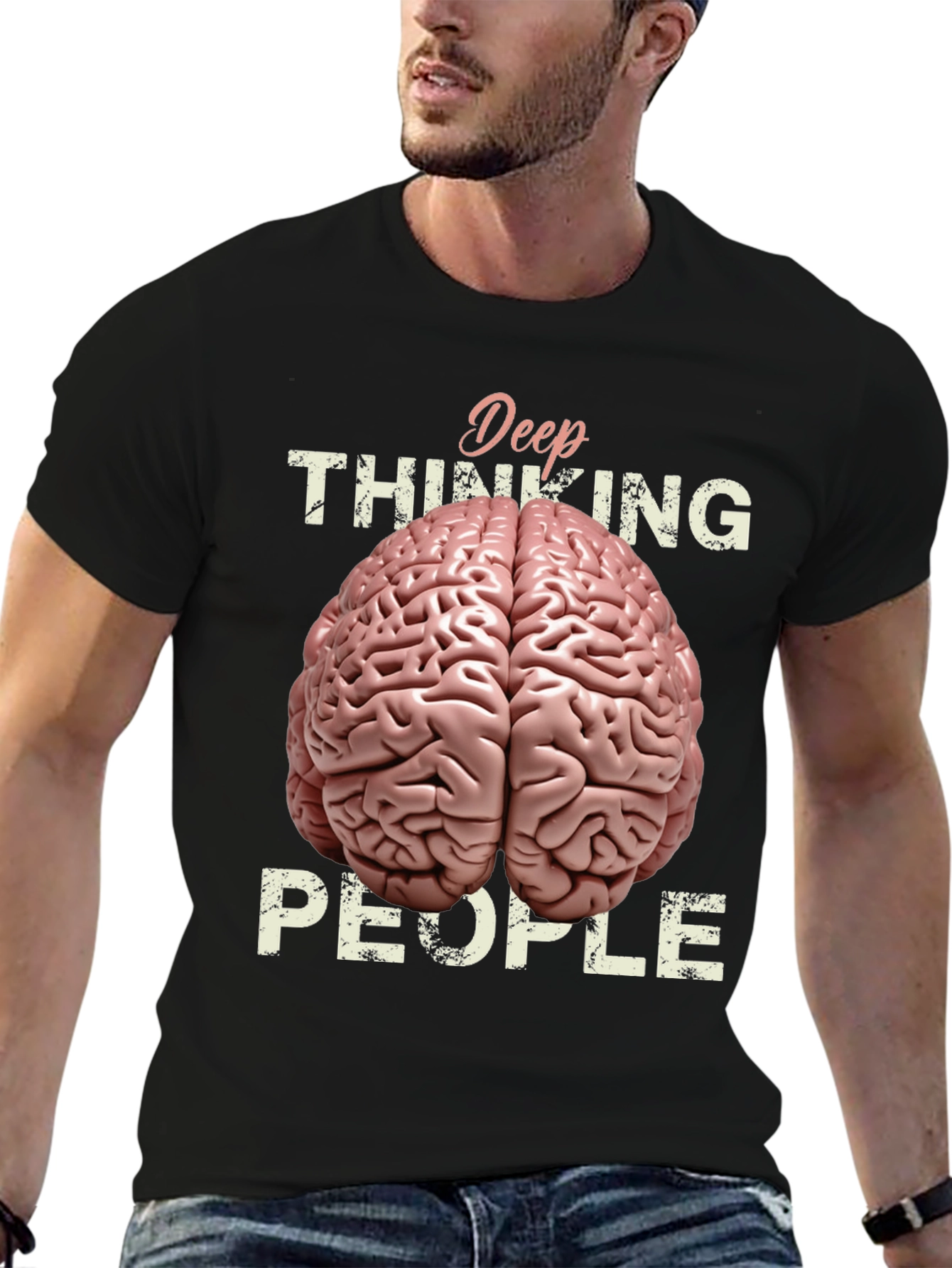 Deep Thinking Brain Graphic T-Shirt