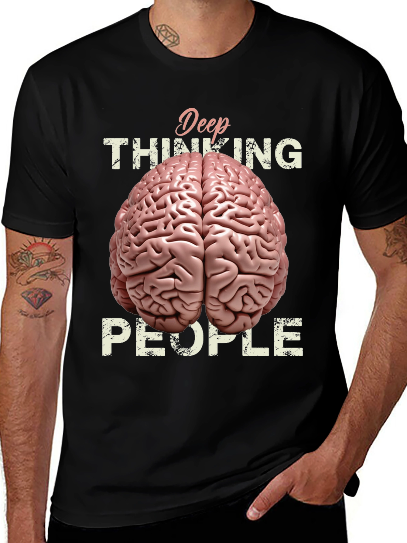 Deep Thinking Brain Graphic T-Shirt
