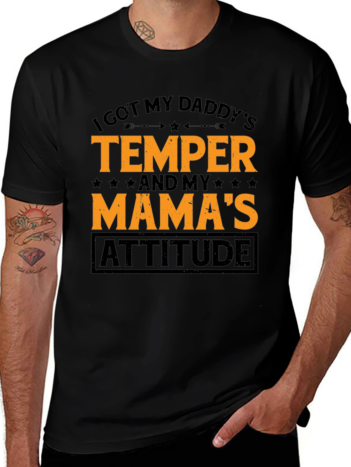 I Got My Daddys Temper Black Graphic T-Shirt