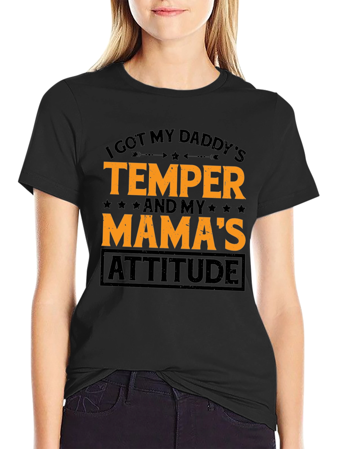 I Got My Daddys Temper Black Graphic T-Shirt