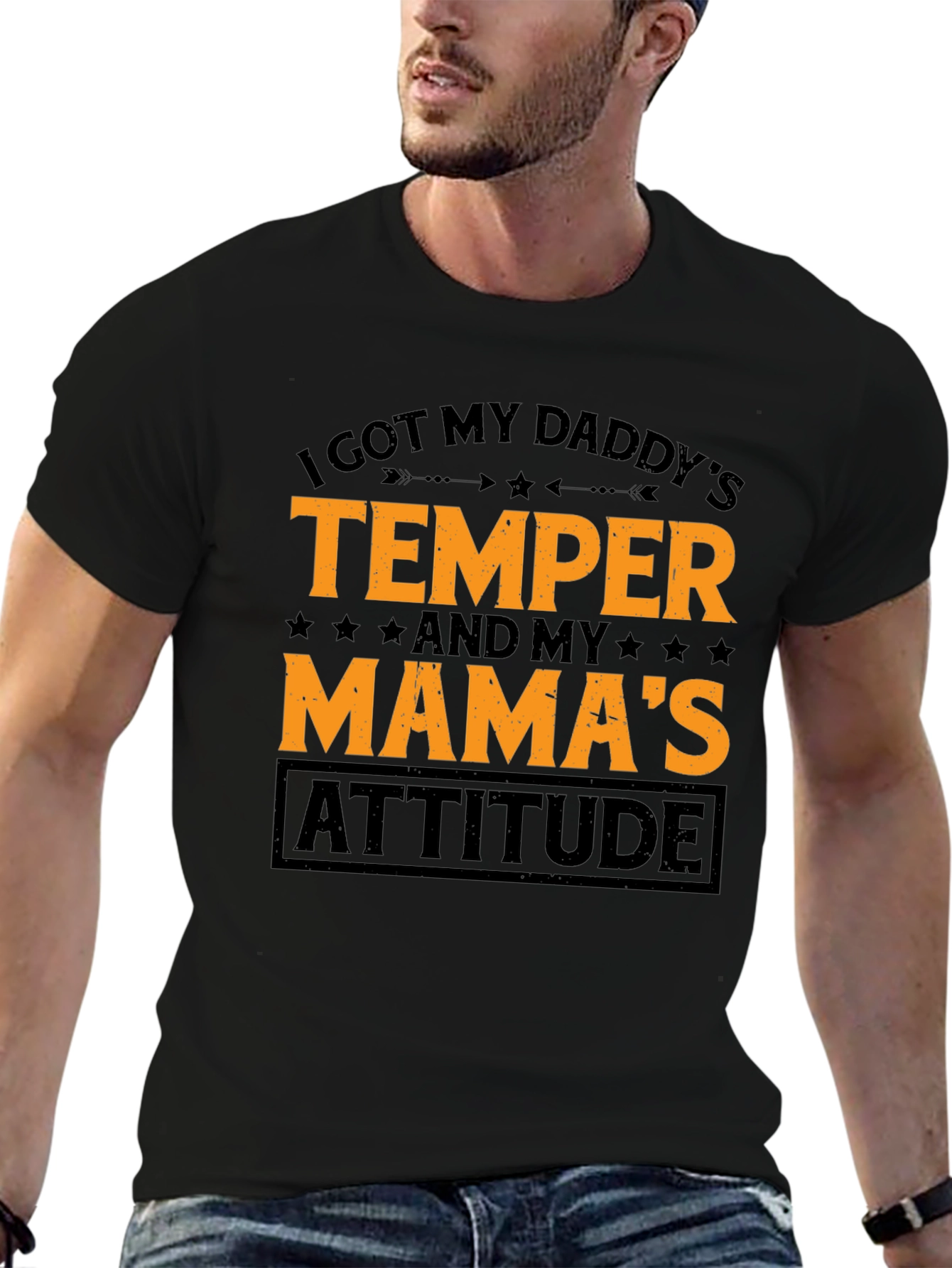 I Got My Daddys Temper Black Graphic T-Shirt