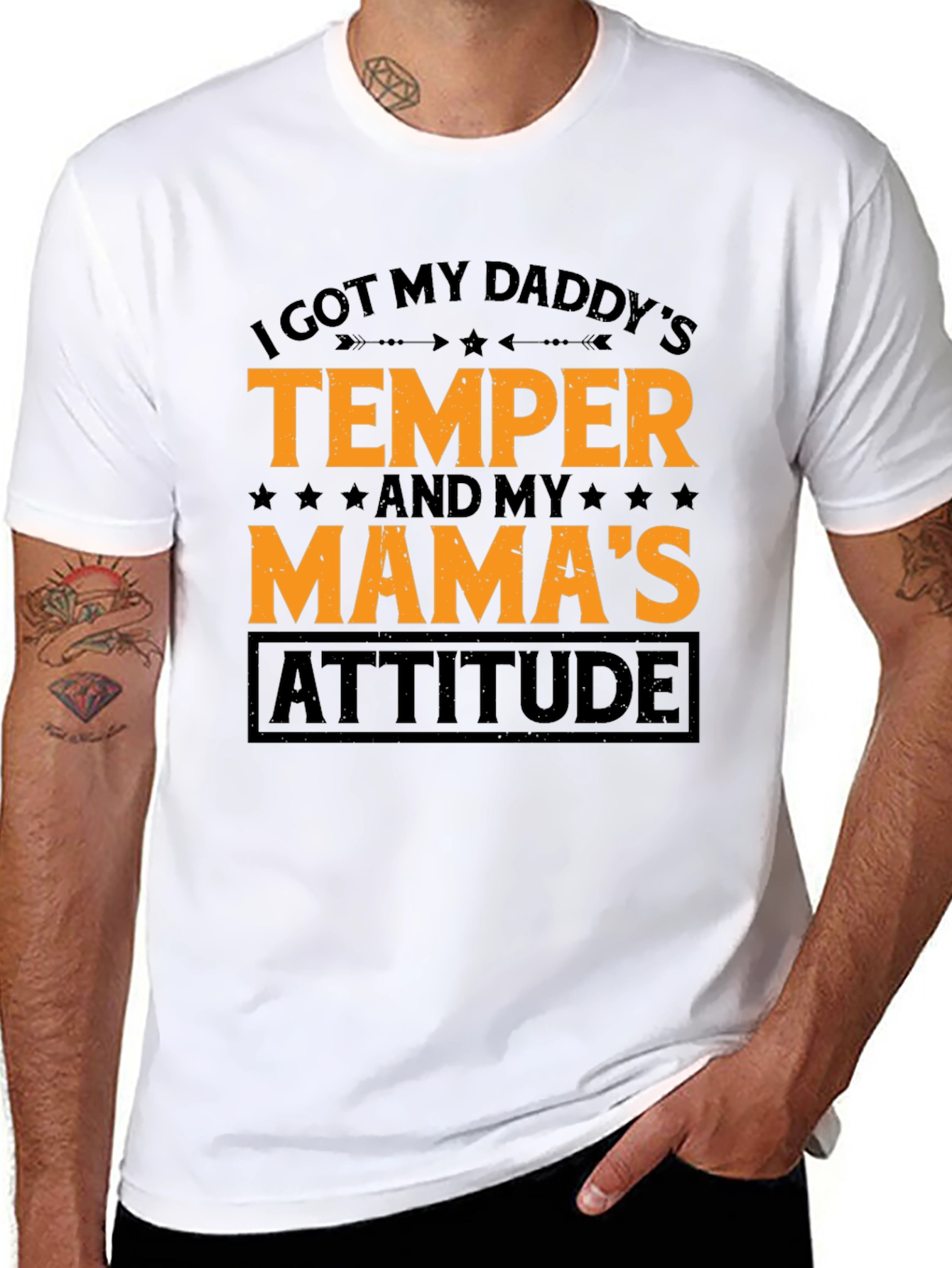 I Got My Daddys Temper Black Graphic T-Shirt