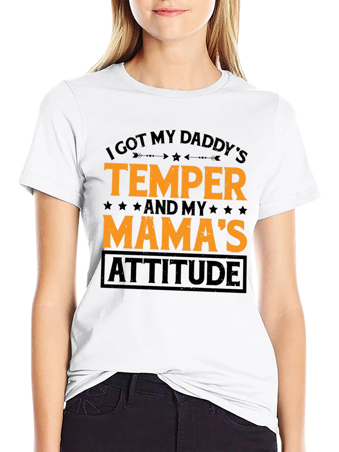 I Got My Daddys Temper Black Graphic T-Shirt