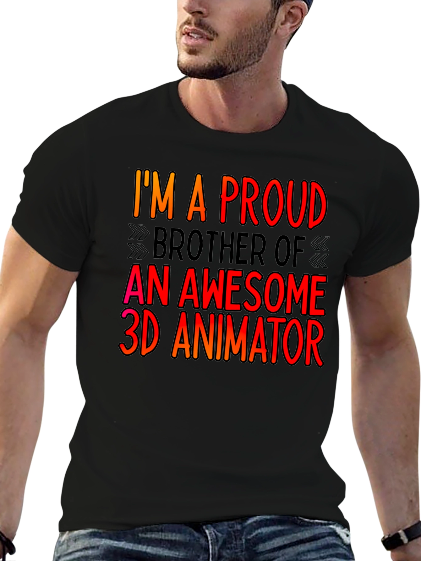 Proud Brother of 3D Animator Black T-Shirt