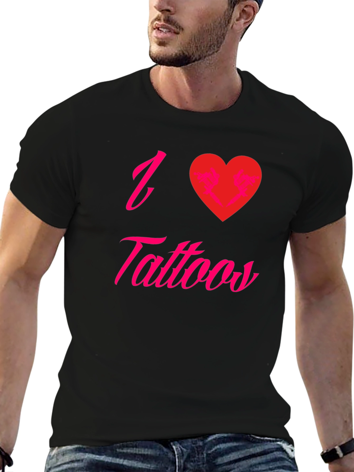 I Love Tattoos Graphic Tee - Black