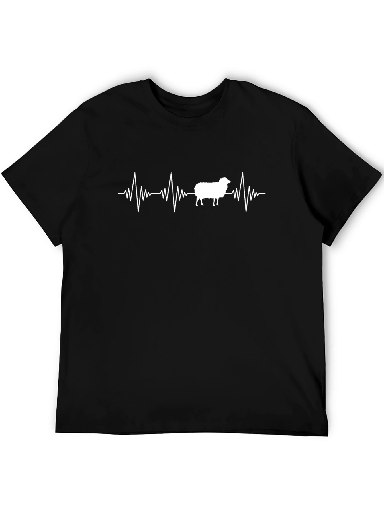 Sheep Heartbeat T-Shirt - Black Cotton Tee