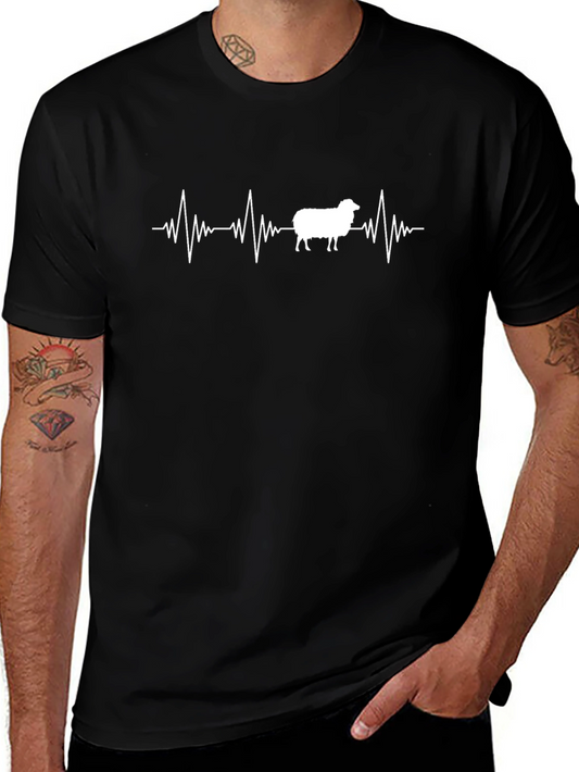 Sheep Heartbeat T-Shirt - Black Cotton Tee