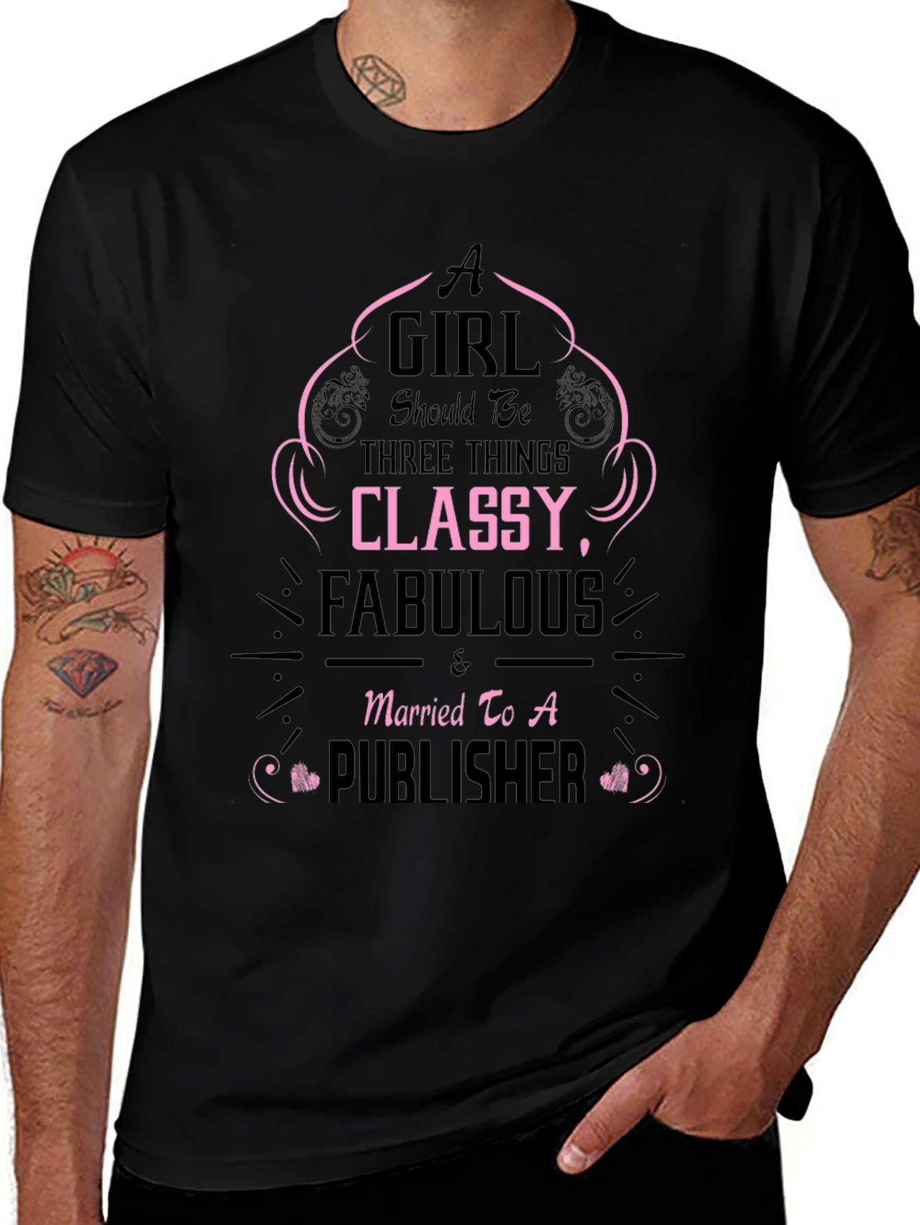 Classy Fabulous & Married To A Publisher Black T-Shirt