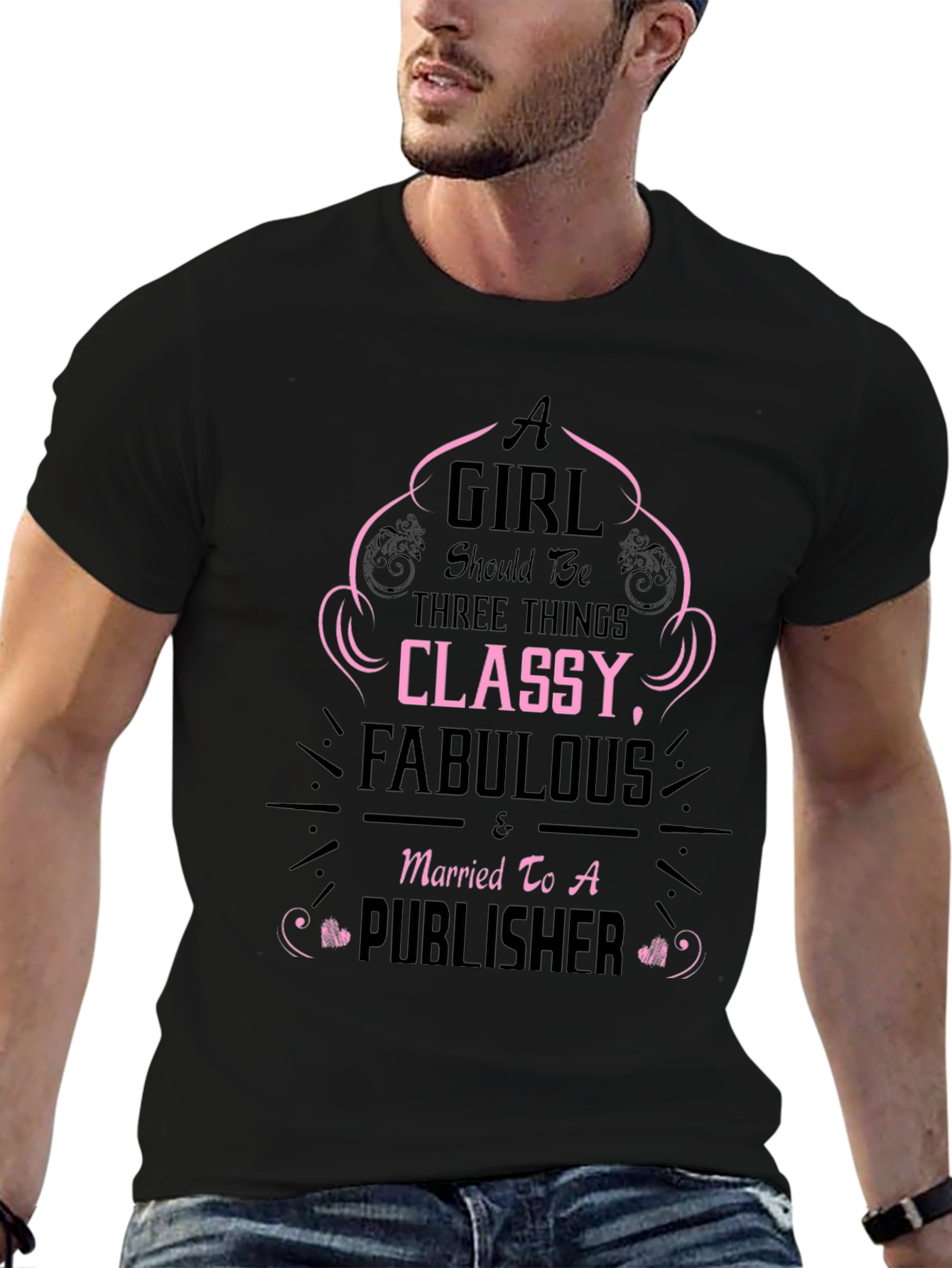 Classy Fabulous & Married To A Publisher Black T-Shirt