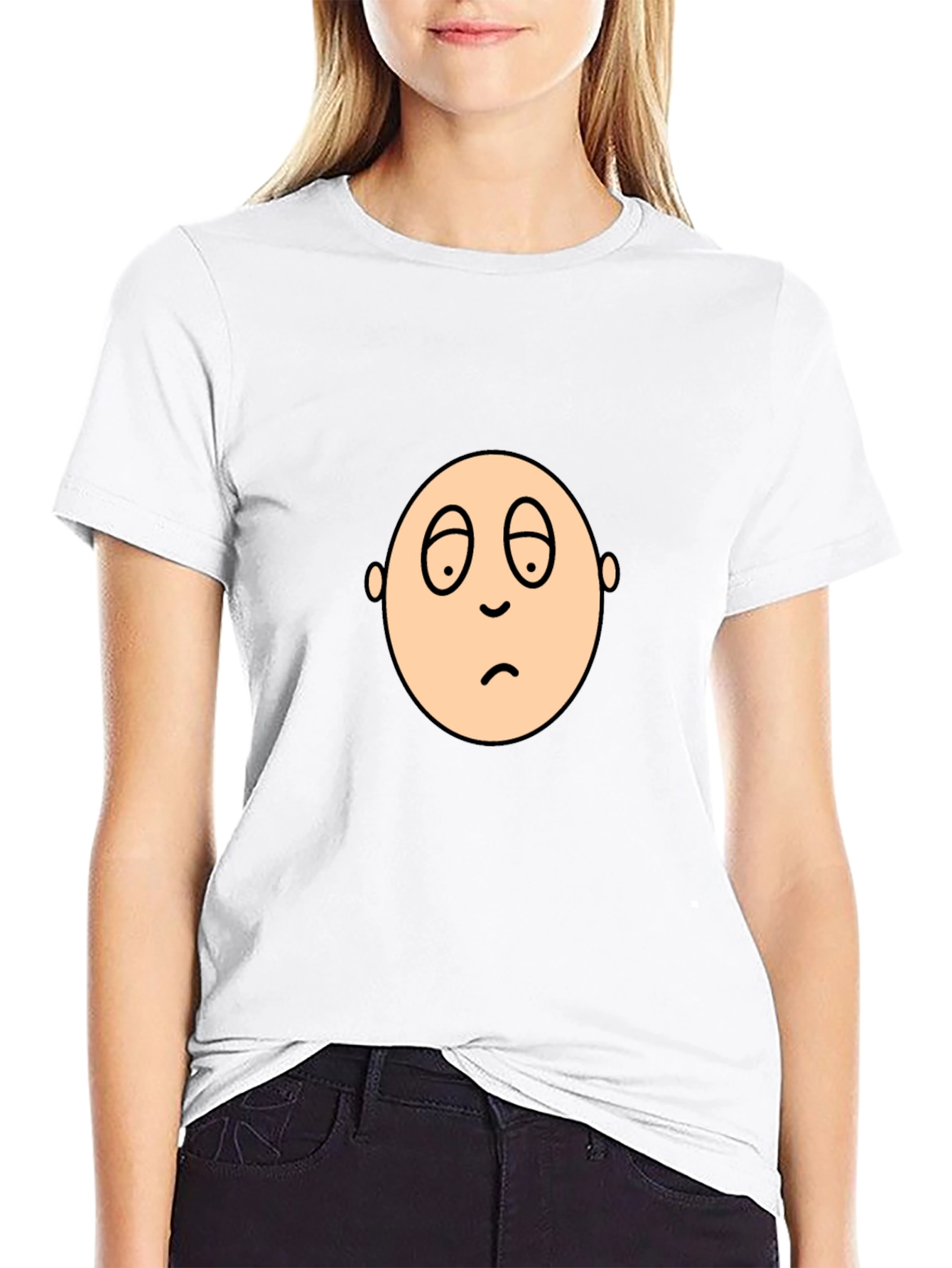 Sad Face Graphic Black T-Shirt