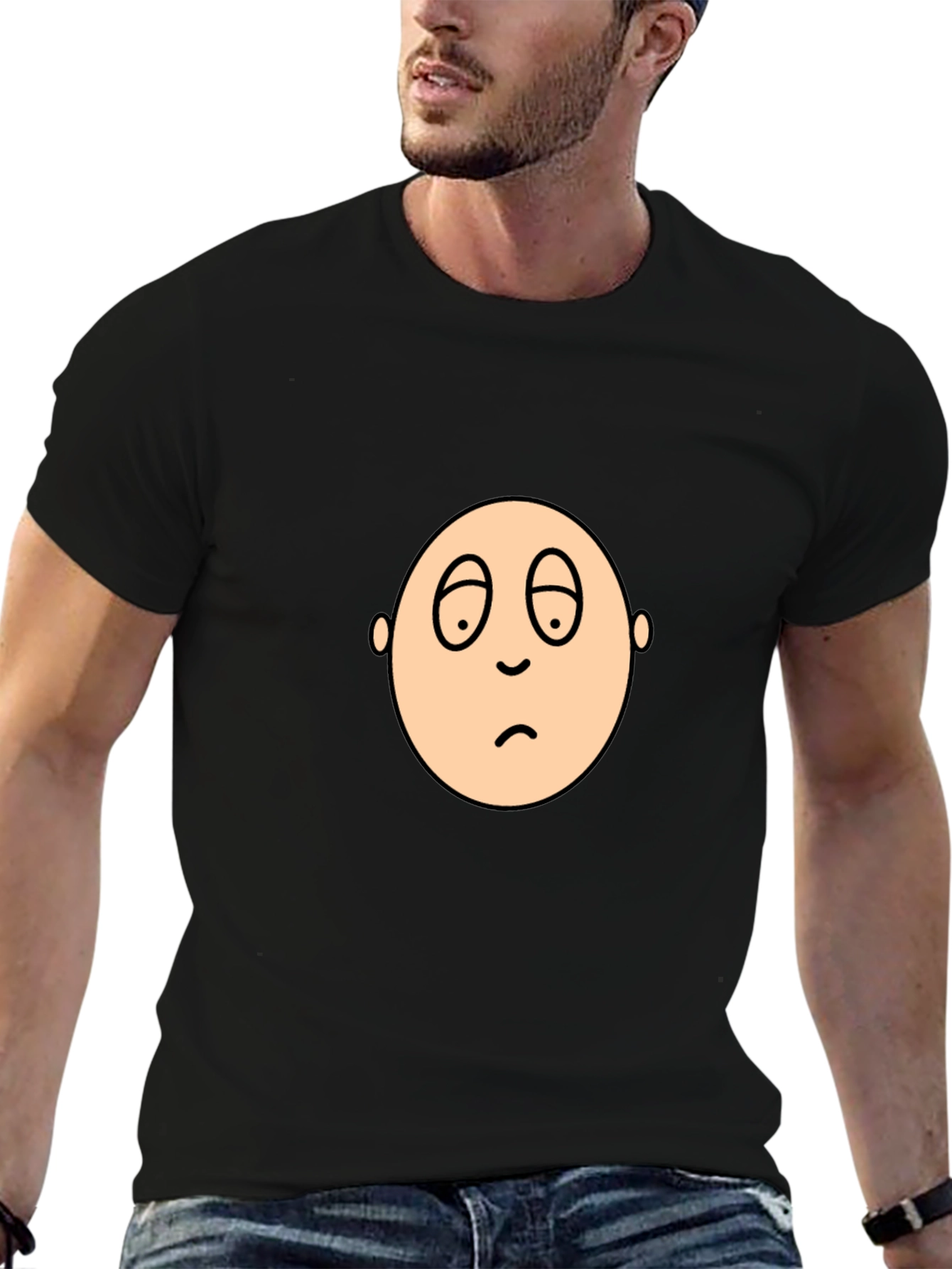 Sad Face Graphic Black T-Shirt