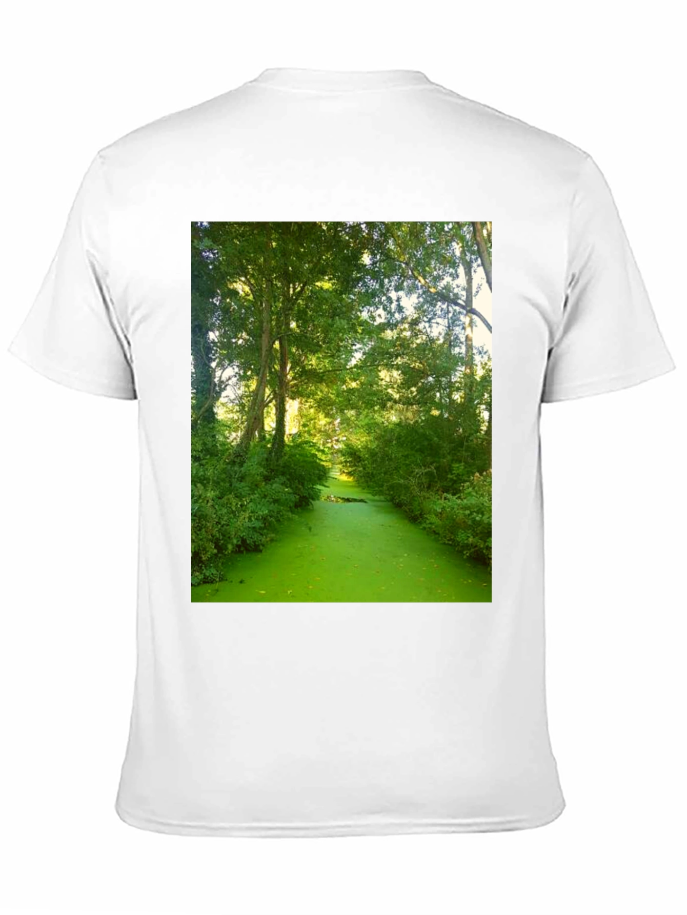 Nature Scene Graphic Tee - Lush Green River Design