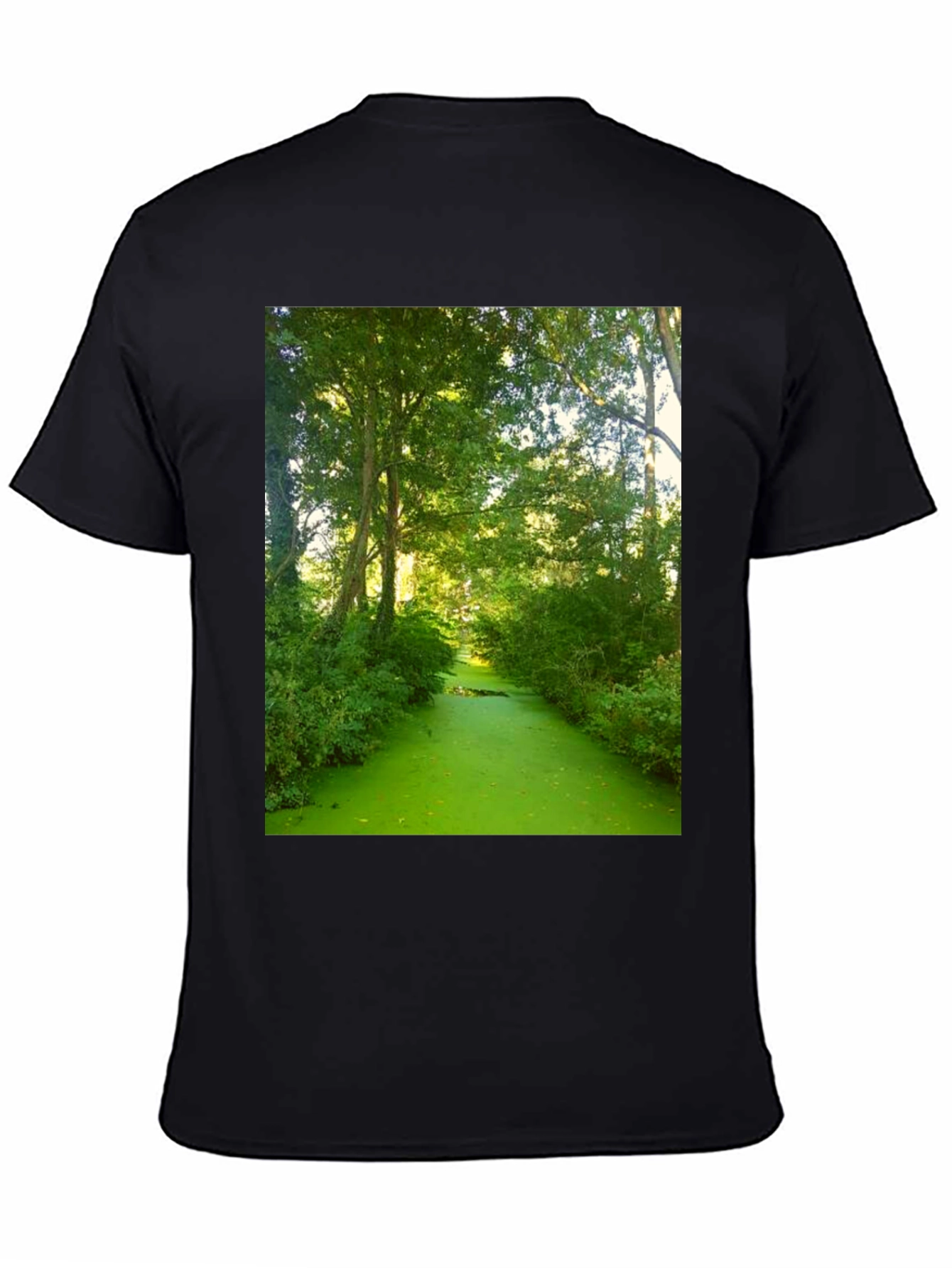 Nature Scene Graphic Tee - Lush Green River Design