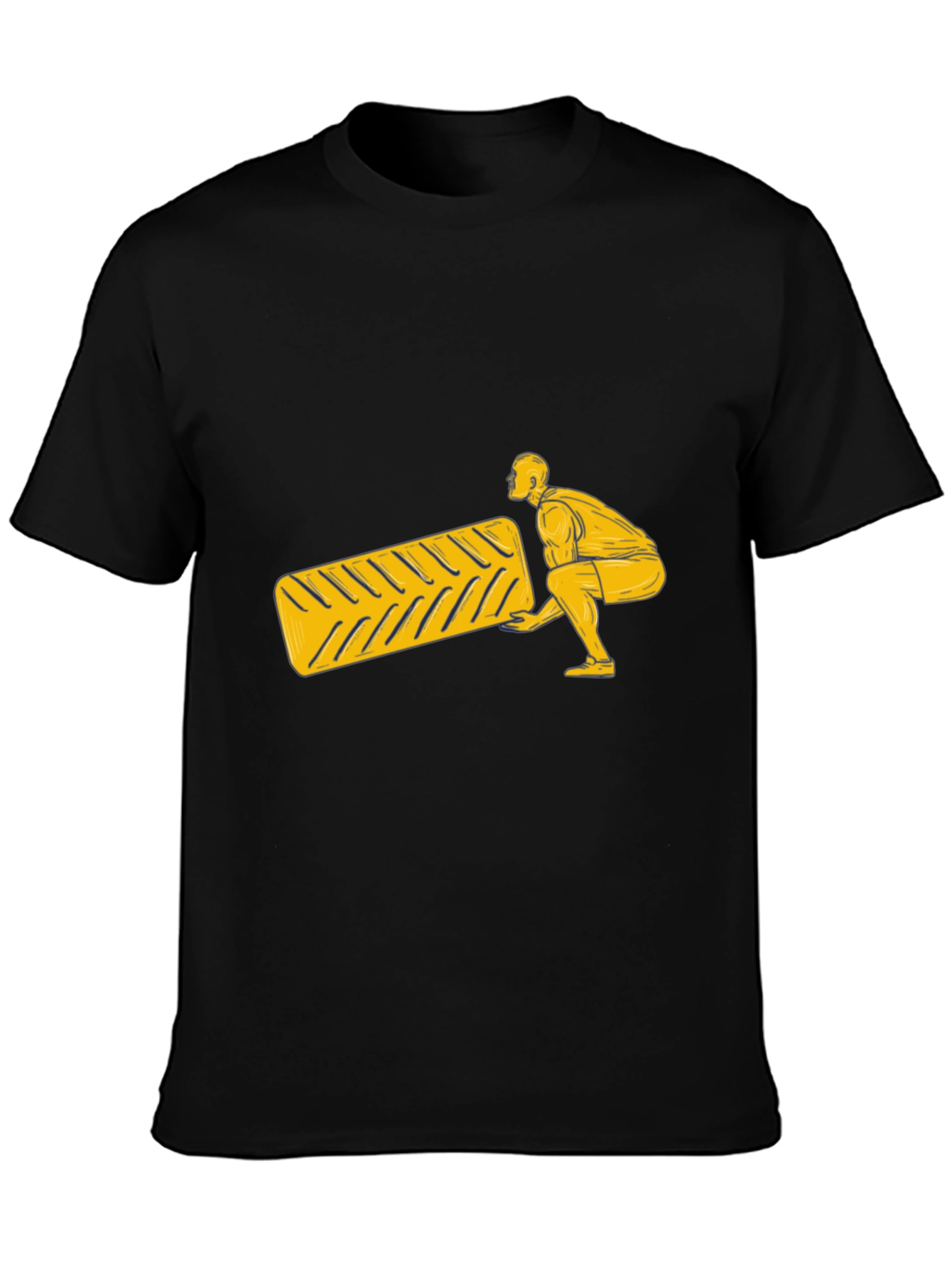 Mans Black T-Shirt with Lifting Design