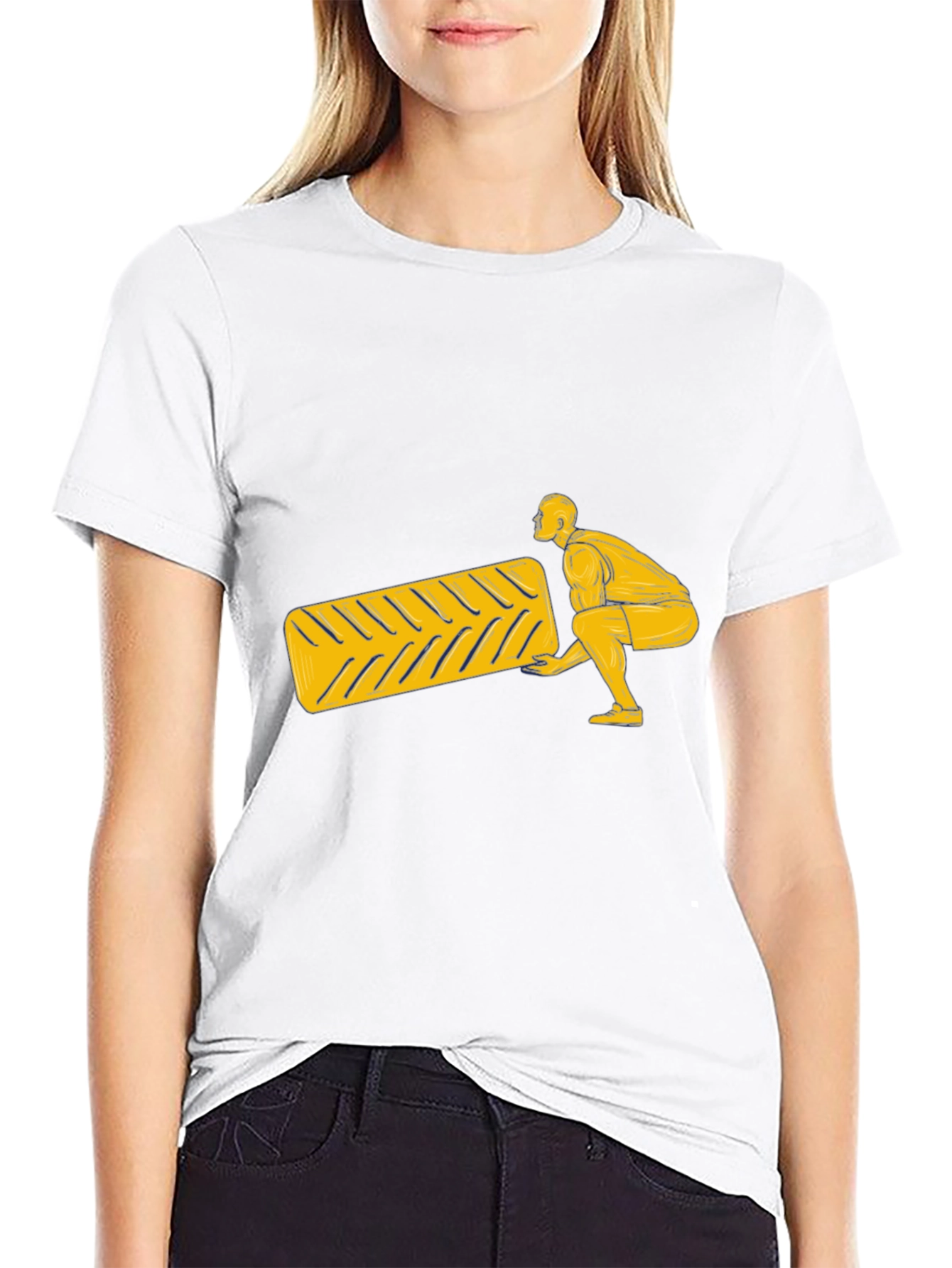Mans Black T-Shirt with Lifting Design