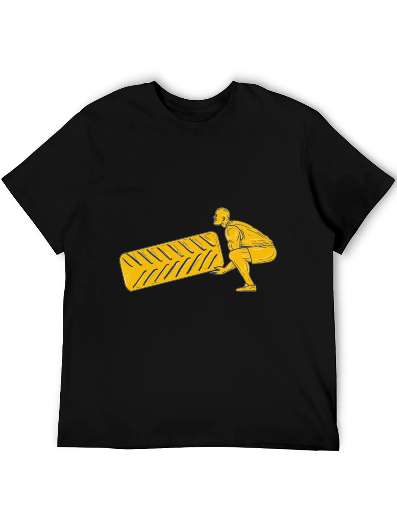 Mans Black T-Shirt with Lifting Design
